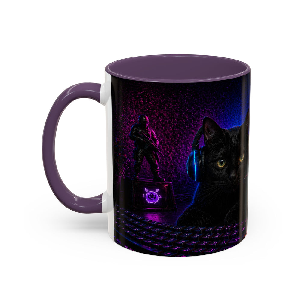 PAWS Pause Snack Game Repeat Cat Coffee Mug | Neon Gaming Cat Mug