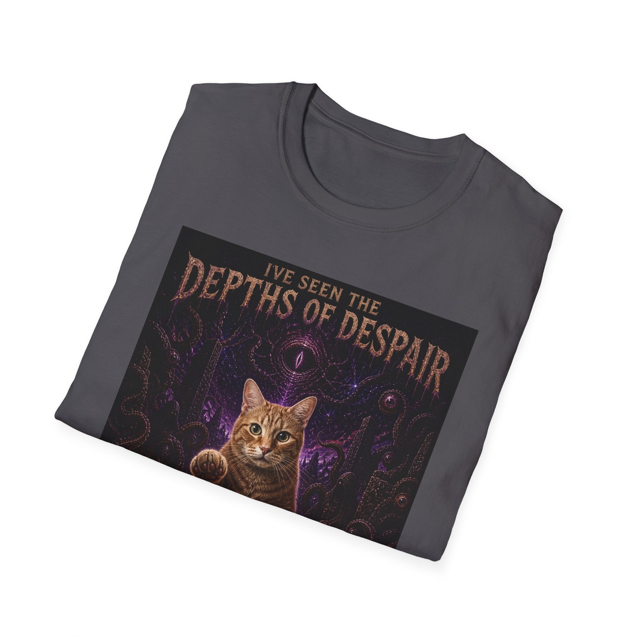 Depths of Despair Cat with Cheese, T-Shirt | Cat Illustration, Funny Quote
