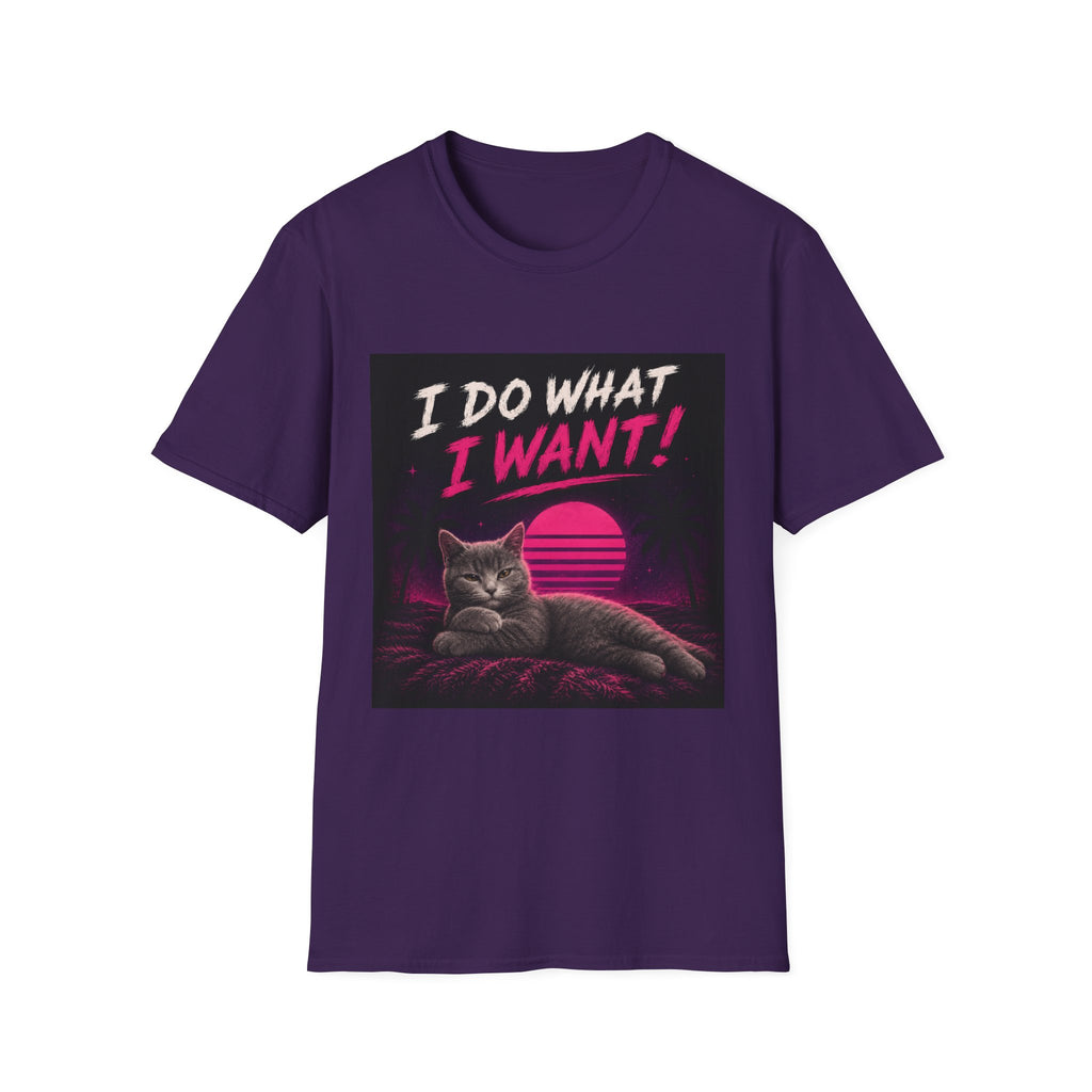 I Do What I Want Retro Cat T-Shirt | 80s Vaporwave Cat Tee