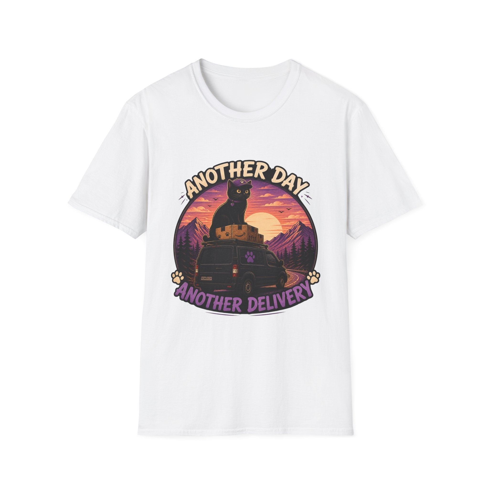 Another Day Another Delivery cat sunset T-Shirt | Delivery Cat Graphic Tee