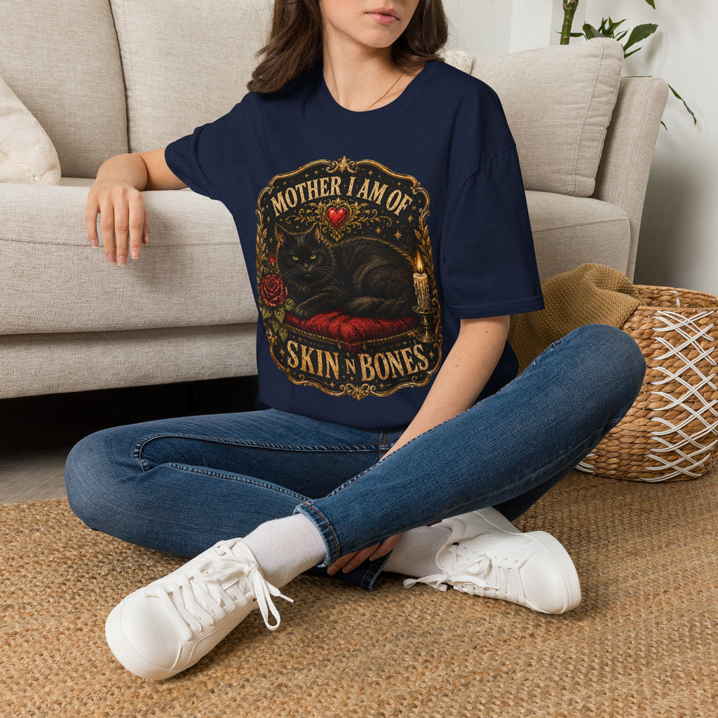 Mother I Am Of... Cat Skull Gothic T-Shirt | Black Cat, Rose, Candle