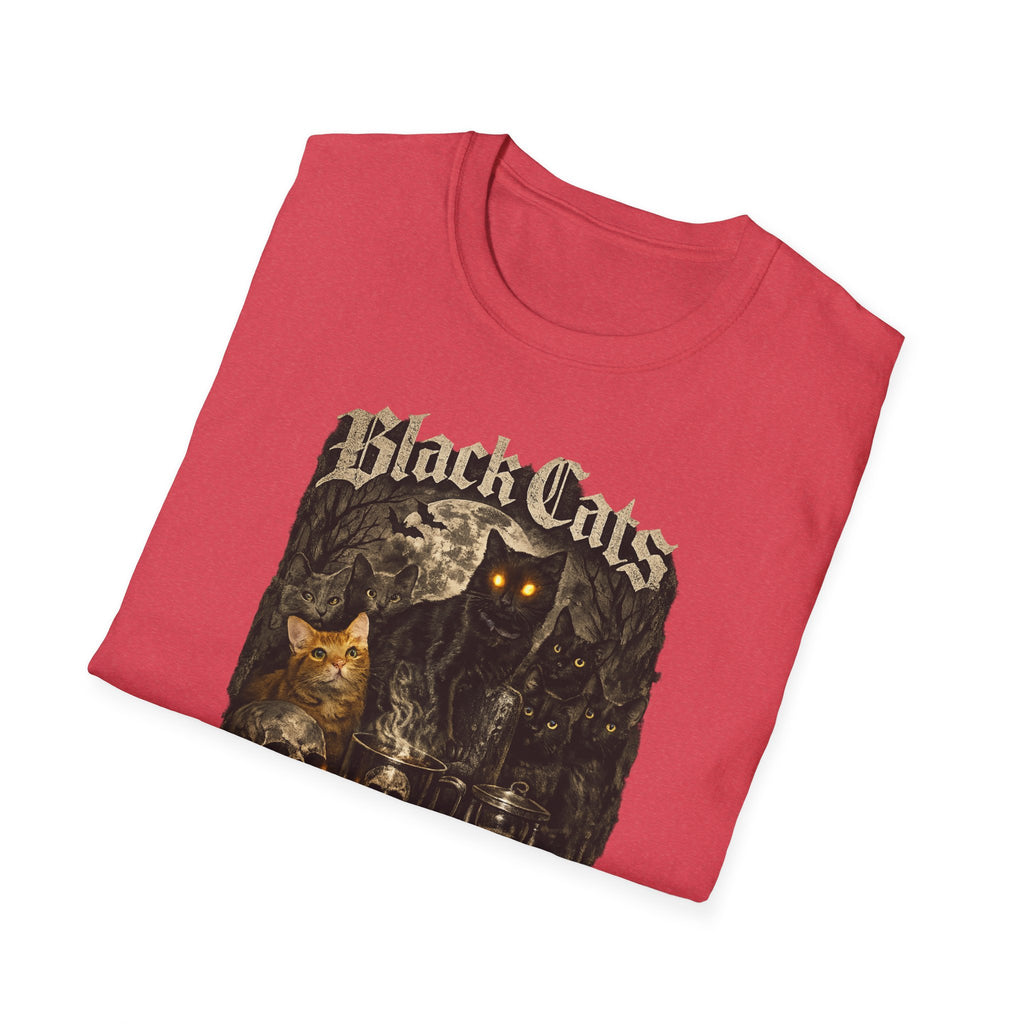 Black Cats & Coffee T-Shirt | Vintage Gothic Cat Illustration, Coffee Lover