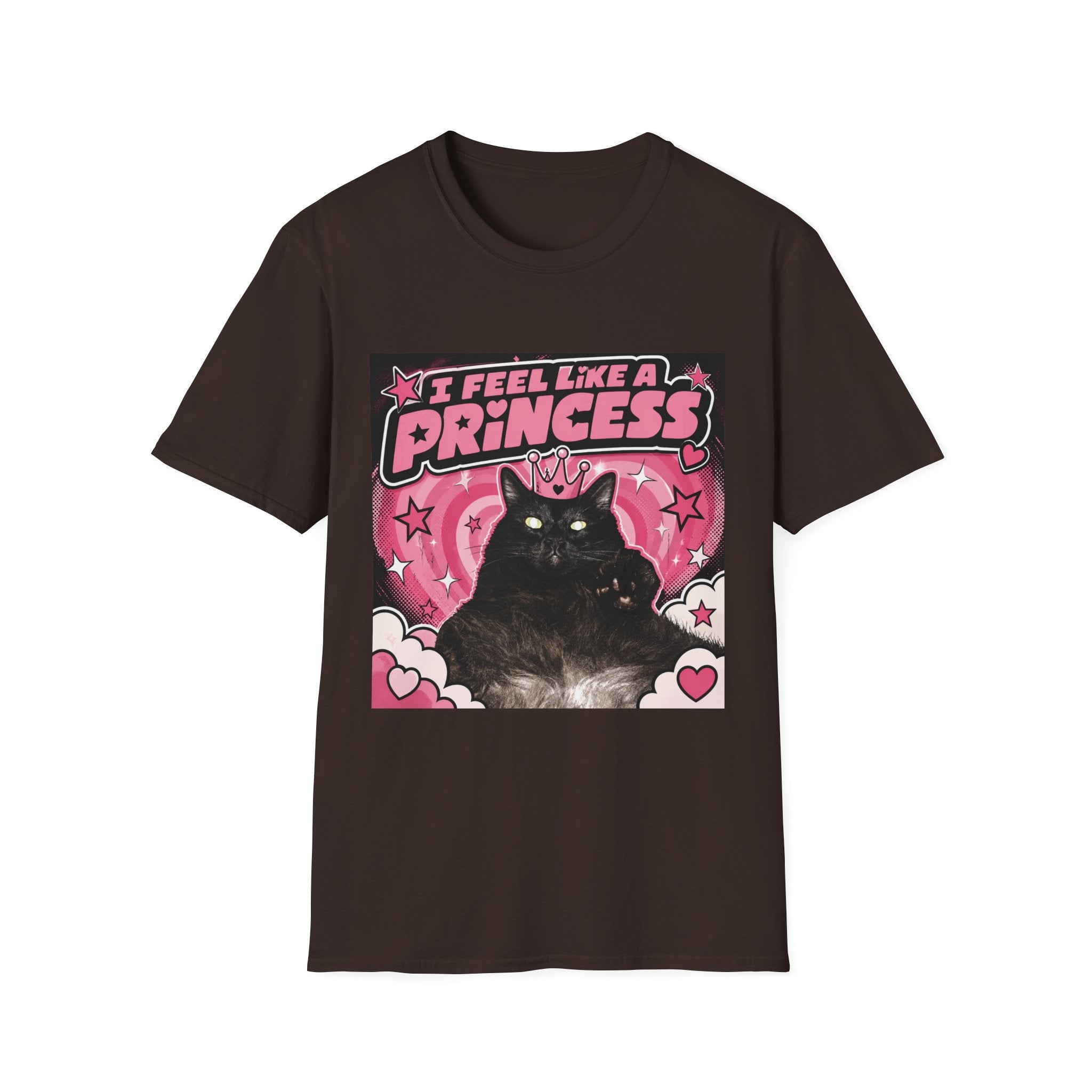 I Feel Like a Princess cat T-Shirt | Black Cat, Pink Retro Design