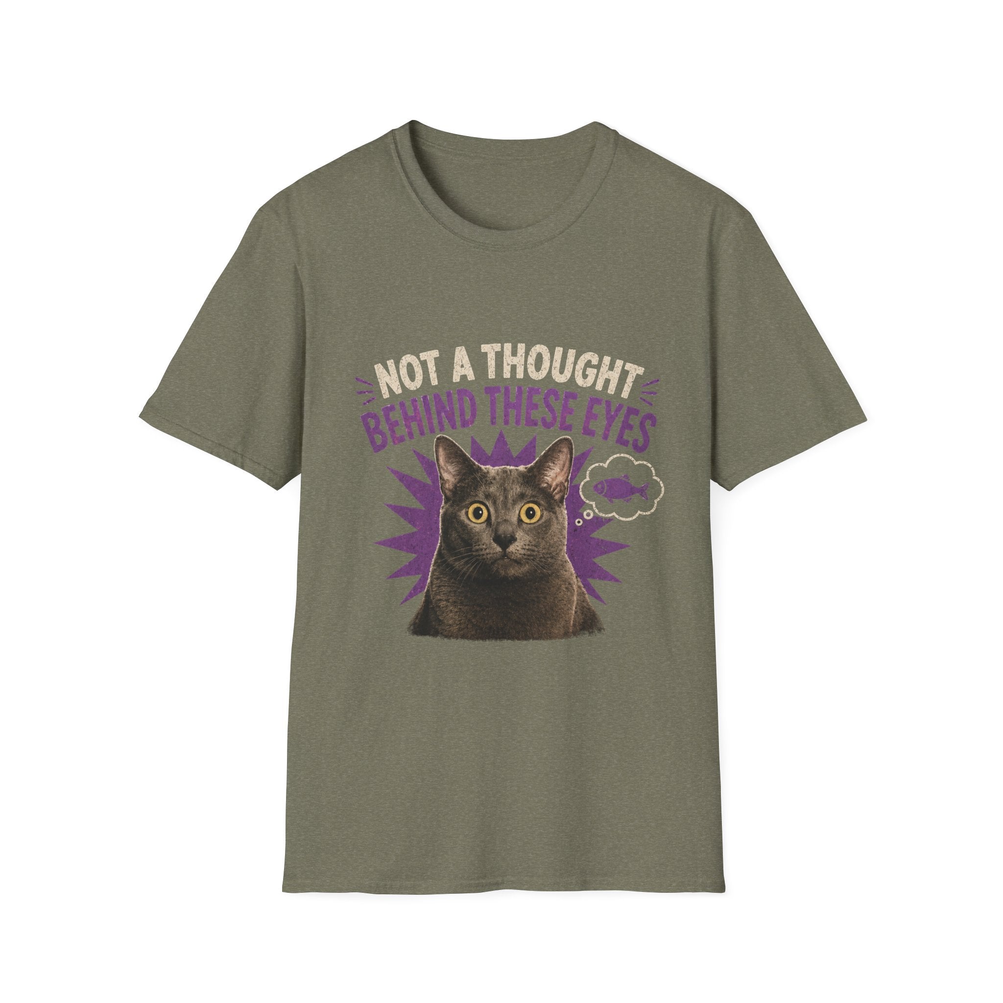 Not a Thought Behind These Eyes Cat T-Shirt | Funny Cat Face Tee