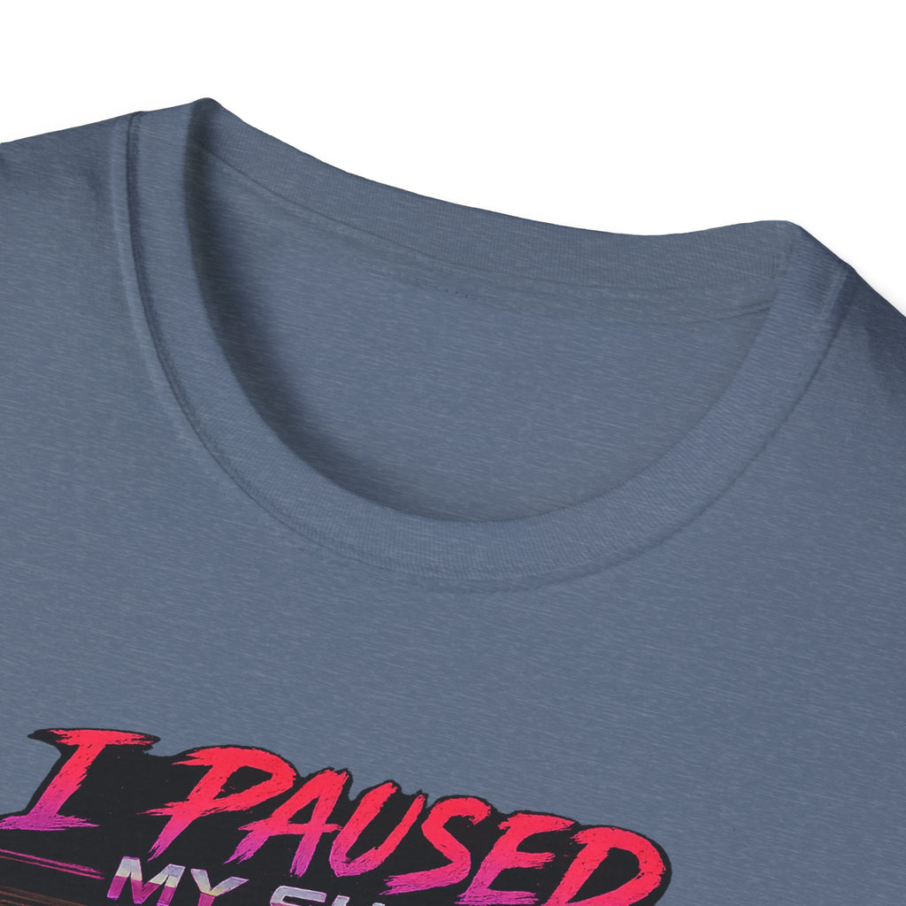 I Paused My Show Cat Watching Graphic T-Shirt | Retro Synthwave TV Design