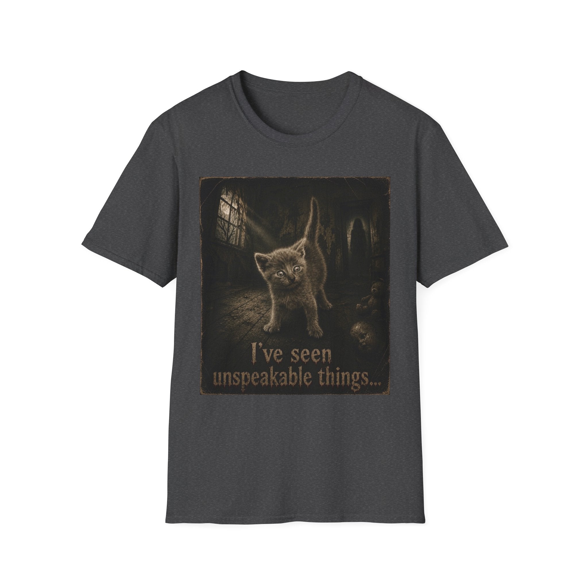 Gray Spooky Cat T-Shirt | Halloween Cat Shirt