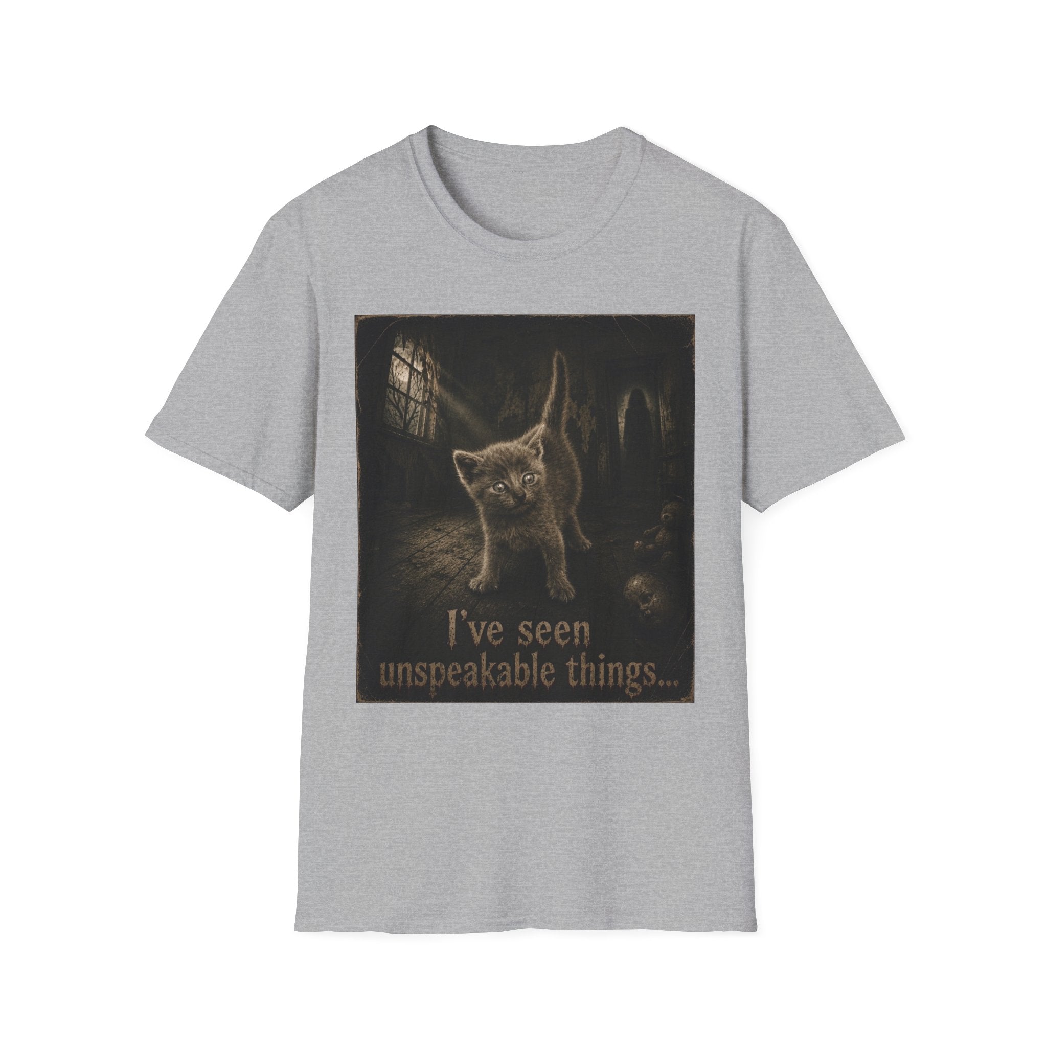 Gray Spooky Cat T-Shirt | Halloween Cat Shirt