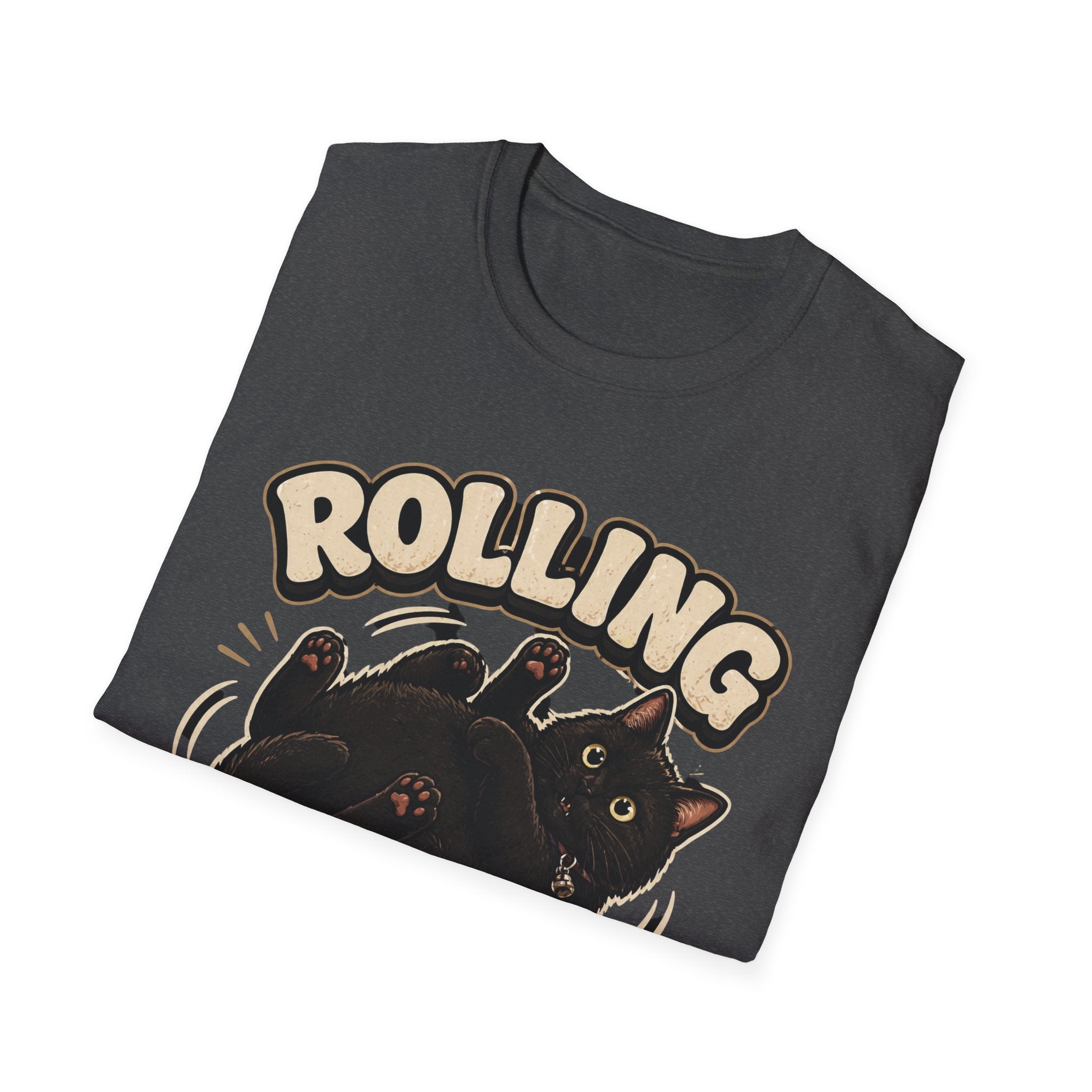 Rolling Fatties cat tee | Cute chubby black cat illustration T-Shirt