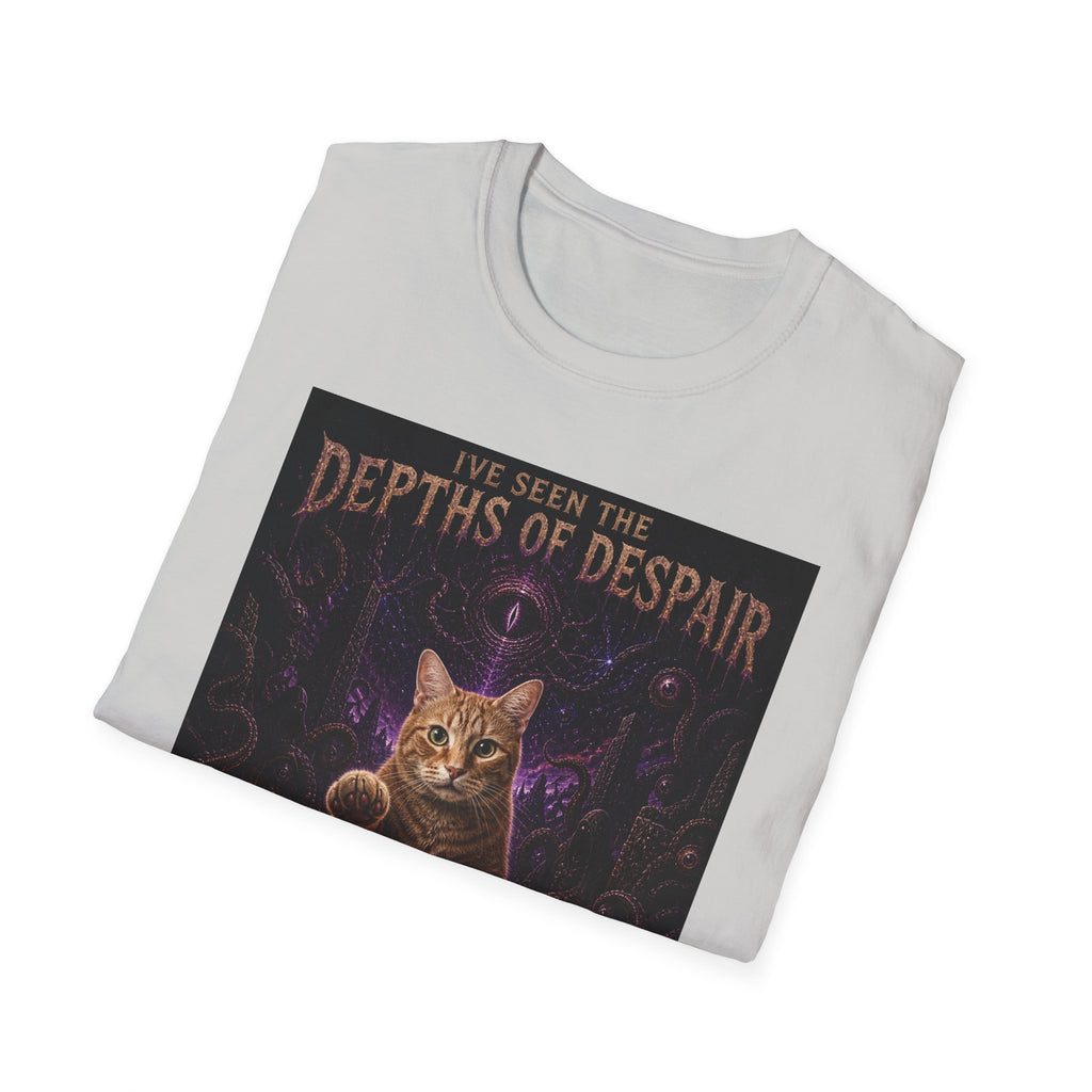 Depths of Despair Cat with Cheese, T-Shirt | Cat Illustration, Funny Quote