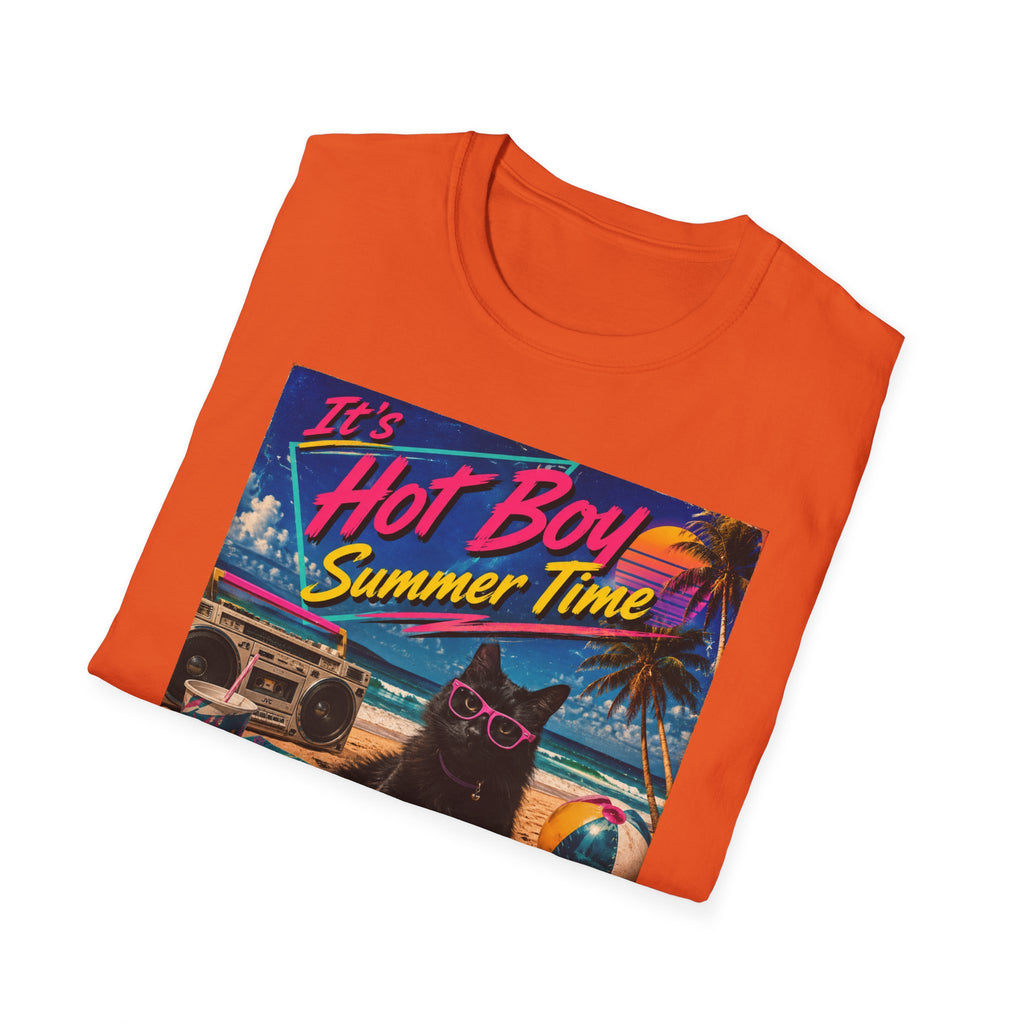 Hot Boy Summer Time cat graphic T-Shirt | retro beach vaporwave