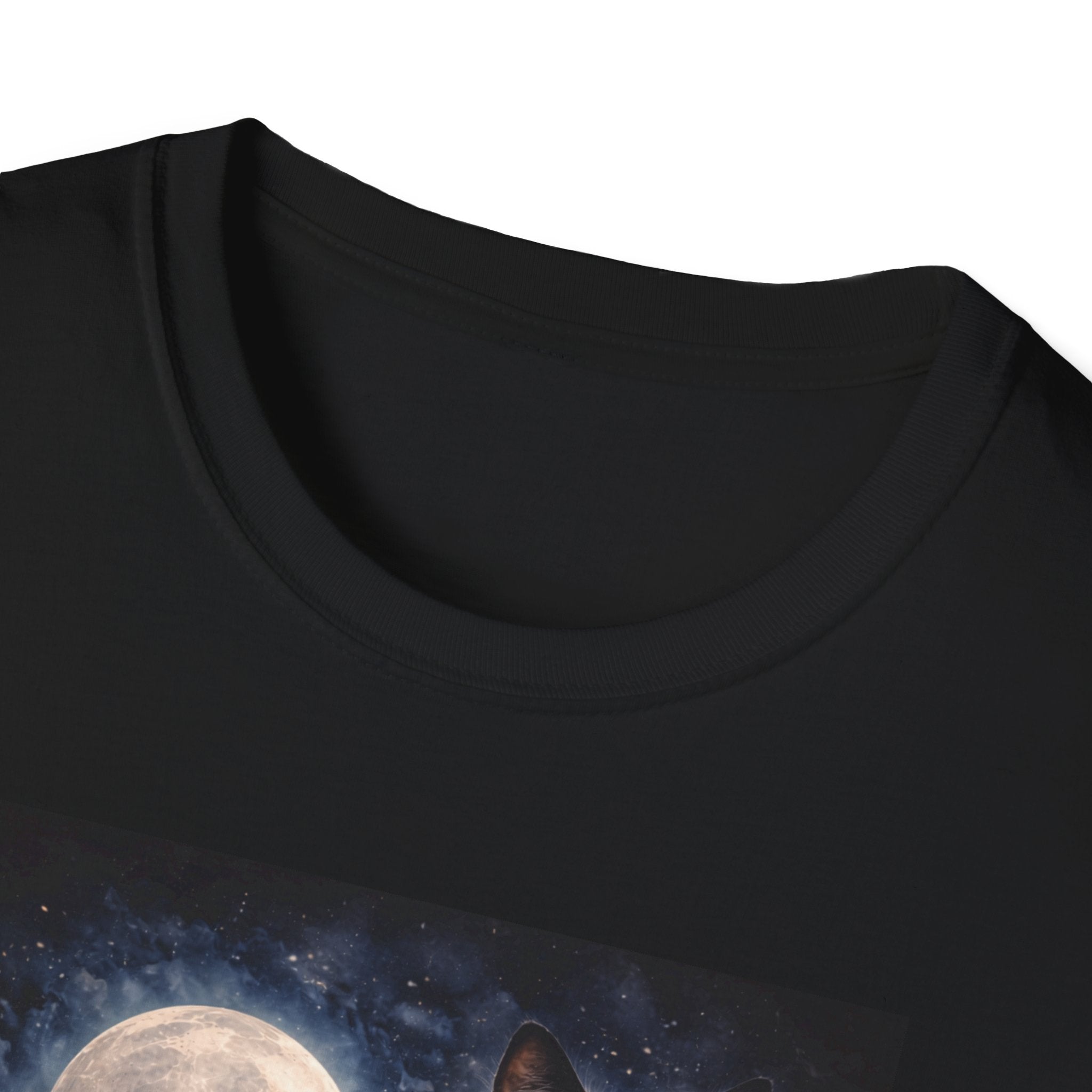 Moonlit Tortie Cat T-Shirt | Night Sky Cat Illustration