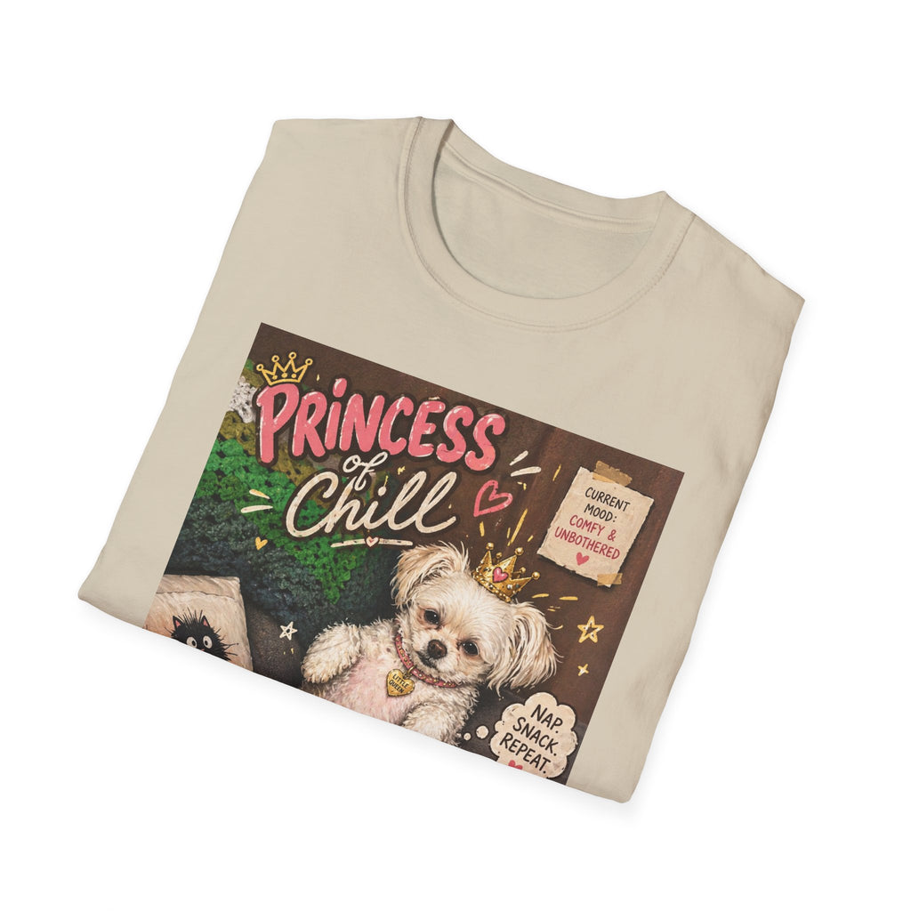Princess and Chill Maltese Dog T-Shirt | Cute Dog Illustration