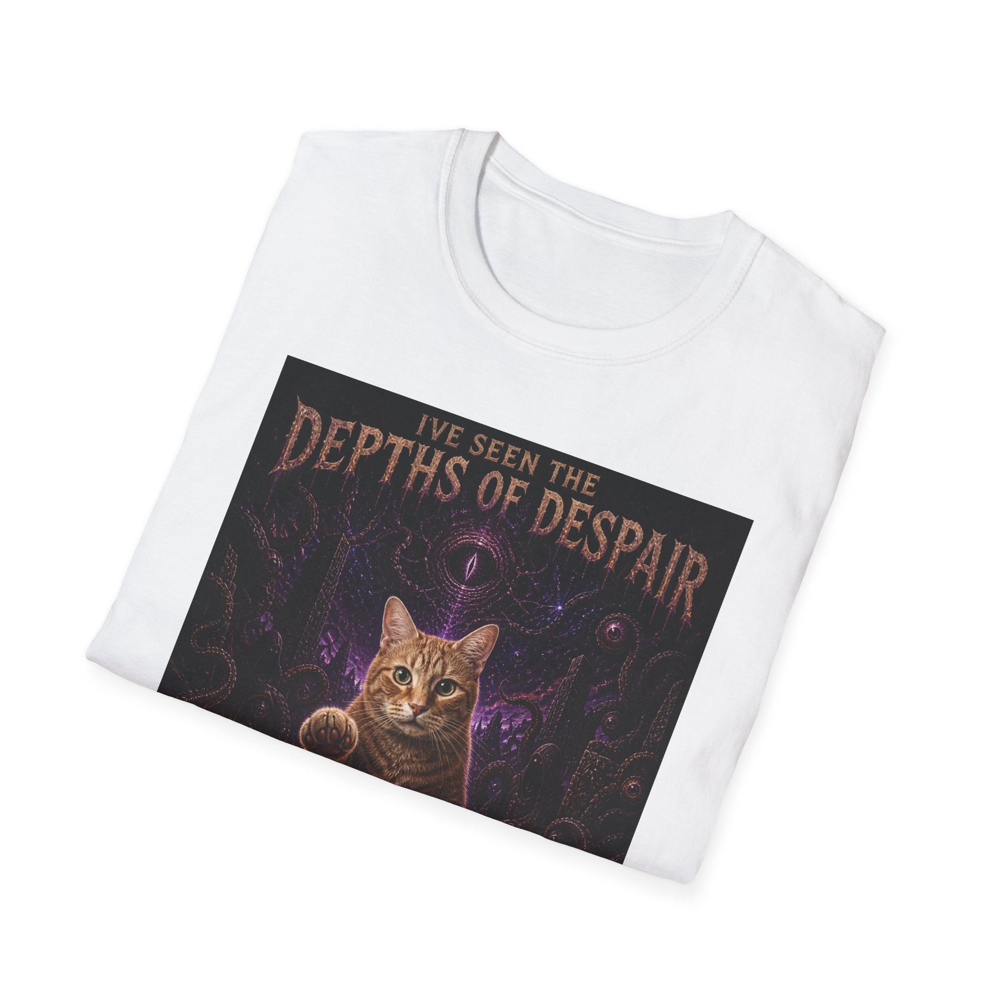Depths of Despair Cat with Cheese, T-Shirt | Cat Illustration, Funny Quote