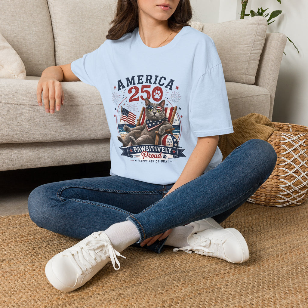 America 250 Cat Patriotic T-Shirt | Flag, Fireworks, Cute Cat