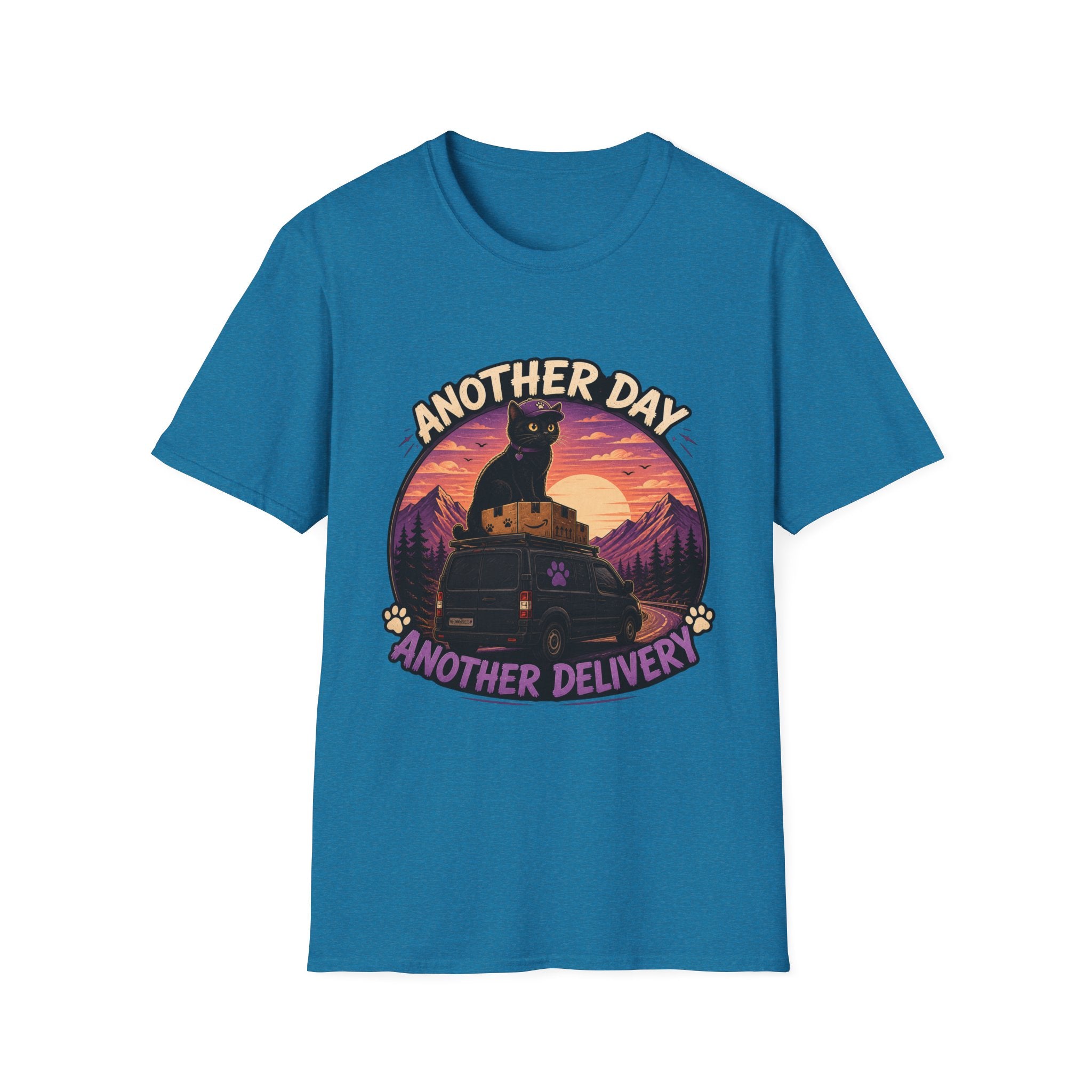 Another Day Another Delivery cat sunset T-Shirt | Delivery Cat Graphic Tee