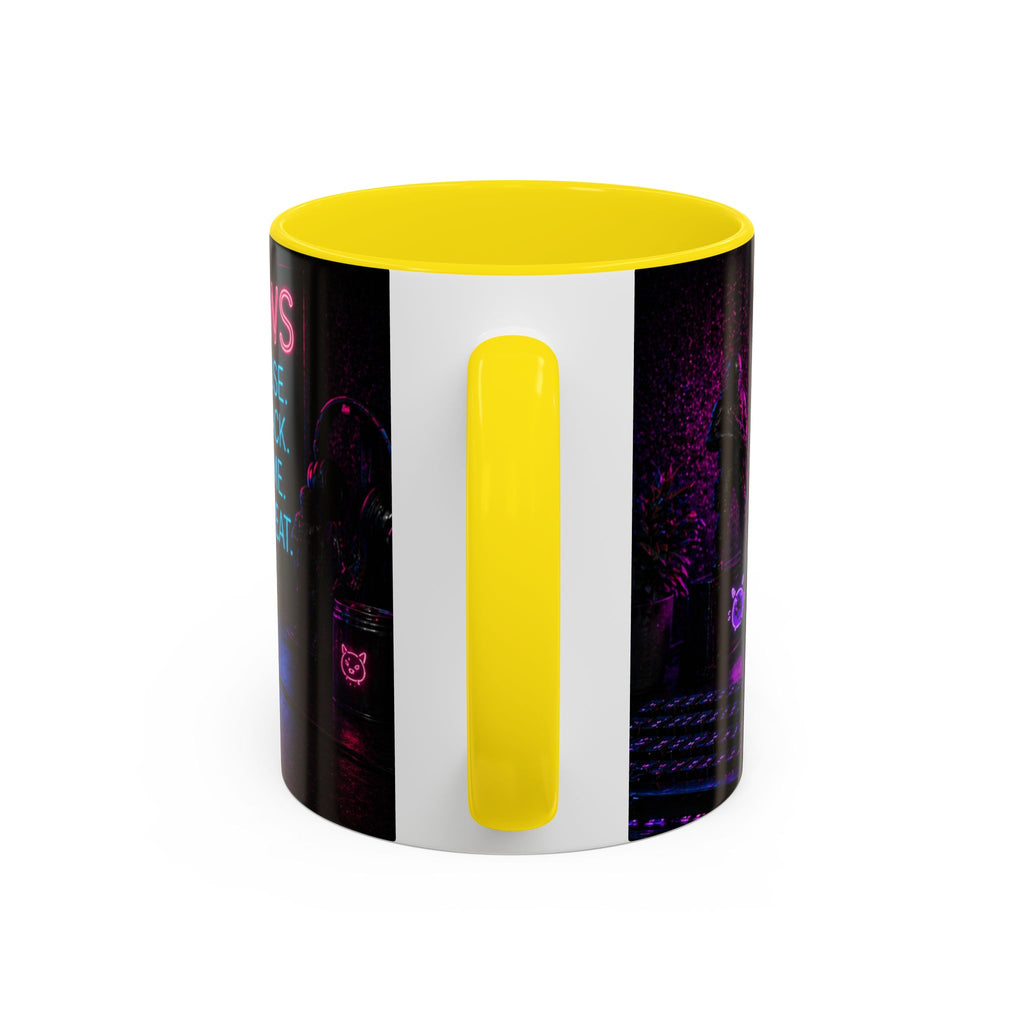PAWS Pause Snack Game Repeat Cat Coffee Mug | Neon Gaming Cat Mug