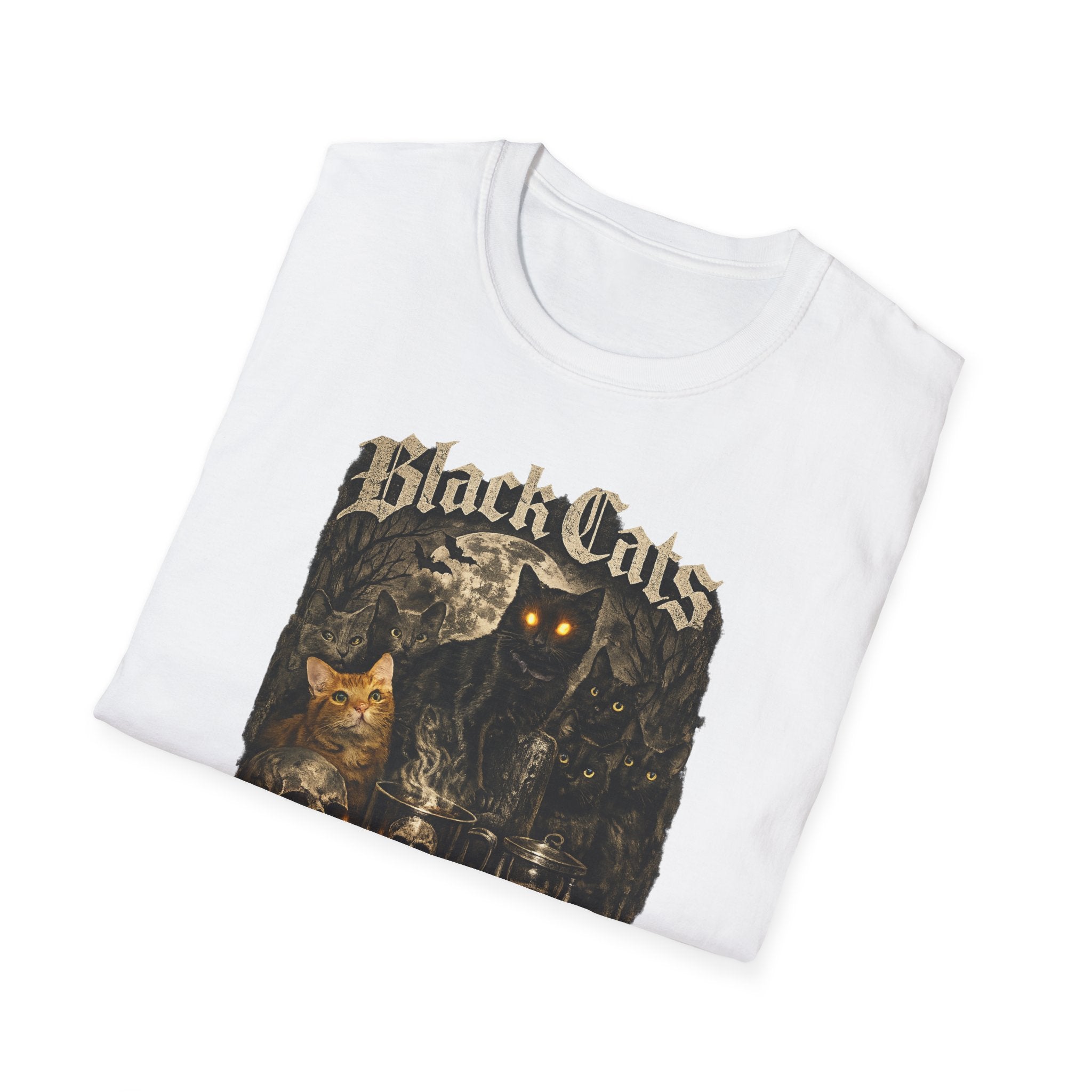Black Cats & Coffee T-Shirt | Vintage Gothic Cat Illustration, Coffee Lover