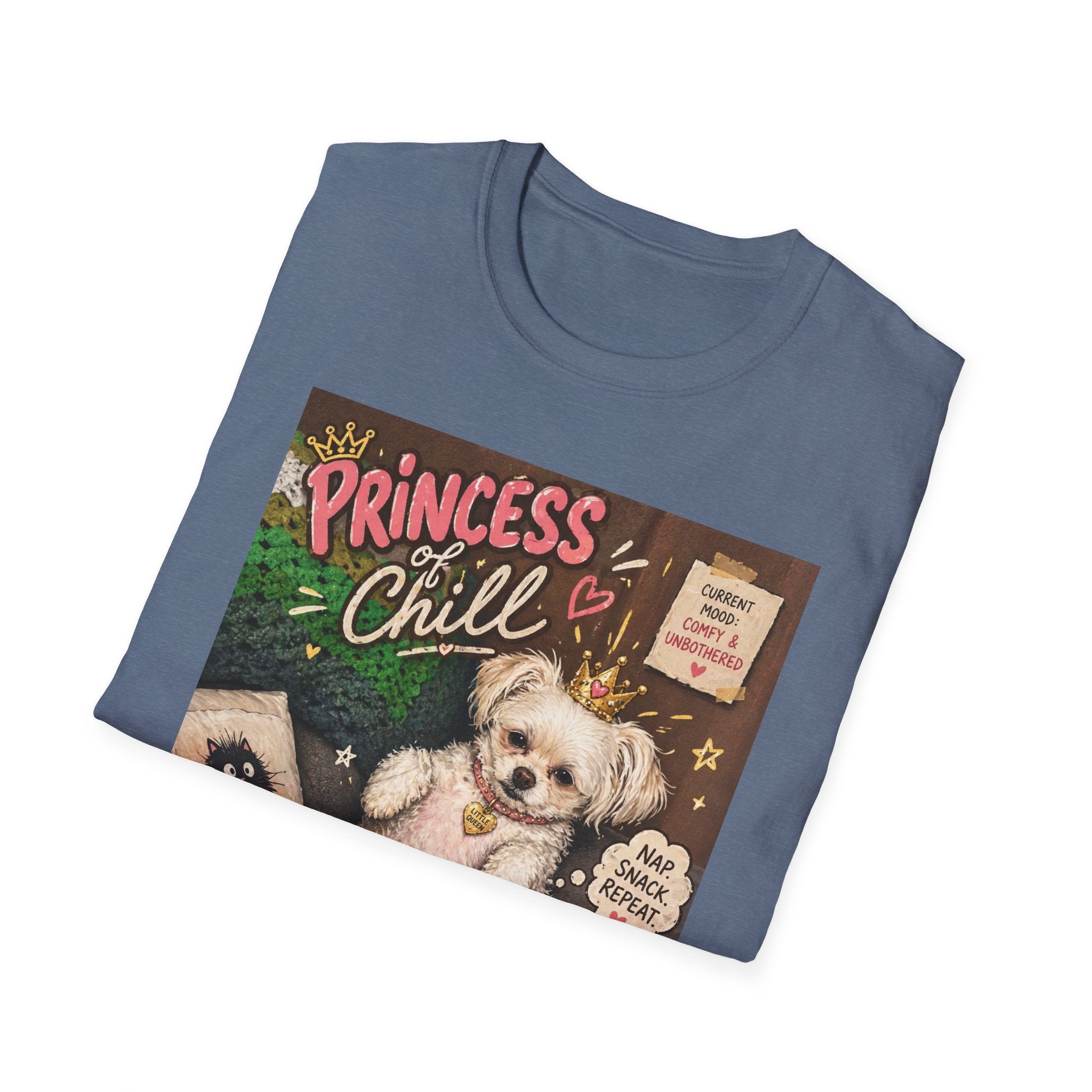 Princess and Chill Maltese Dog T-Shirt | Cute Dog Illustration