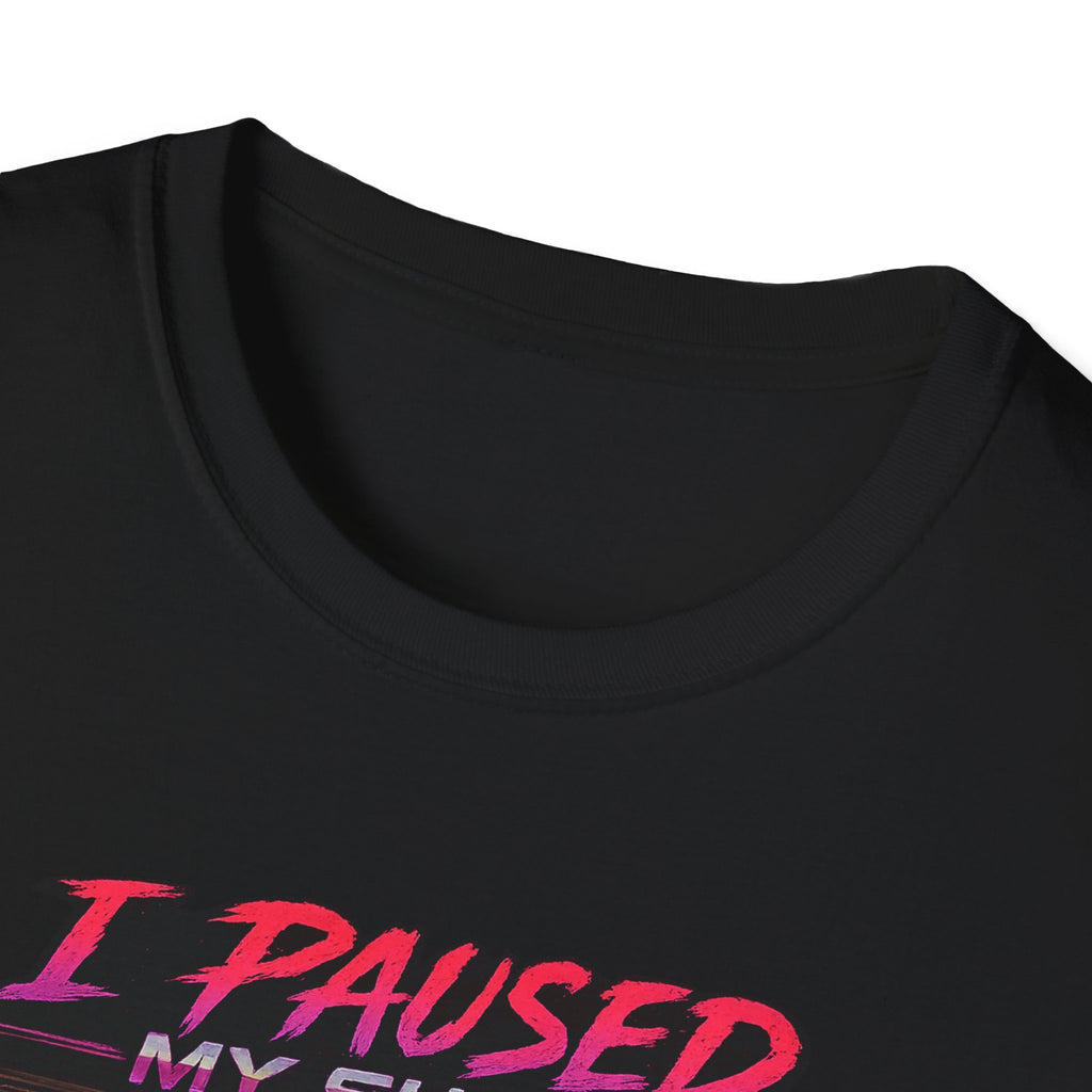 I Paused My Show Cat Watching Graphic T-Shirt | Retro Synthwave TV Design
