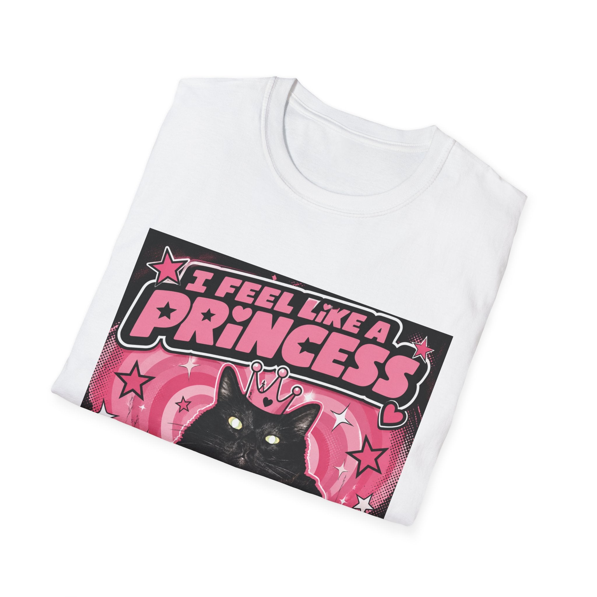 I Feel Like a Princess cat T-Shirt | Black Cat, Pink Retro Design