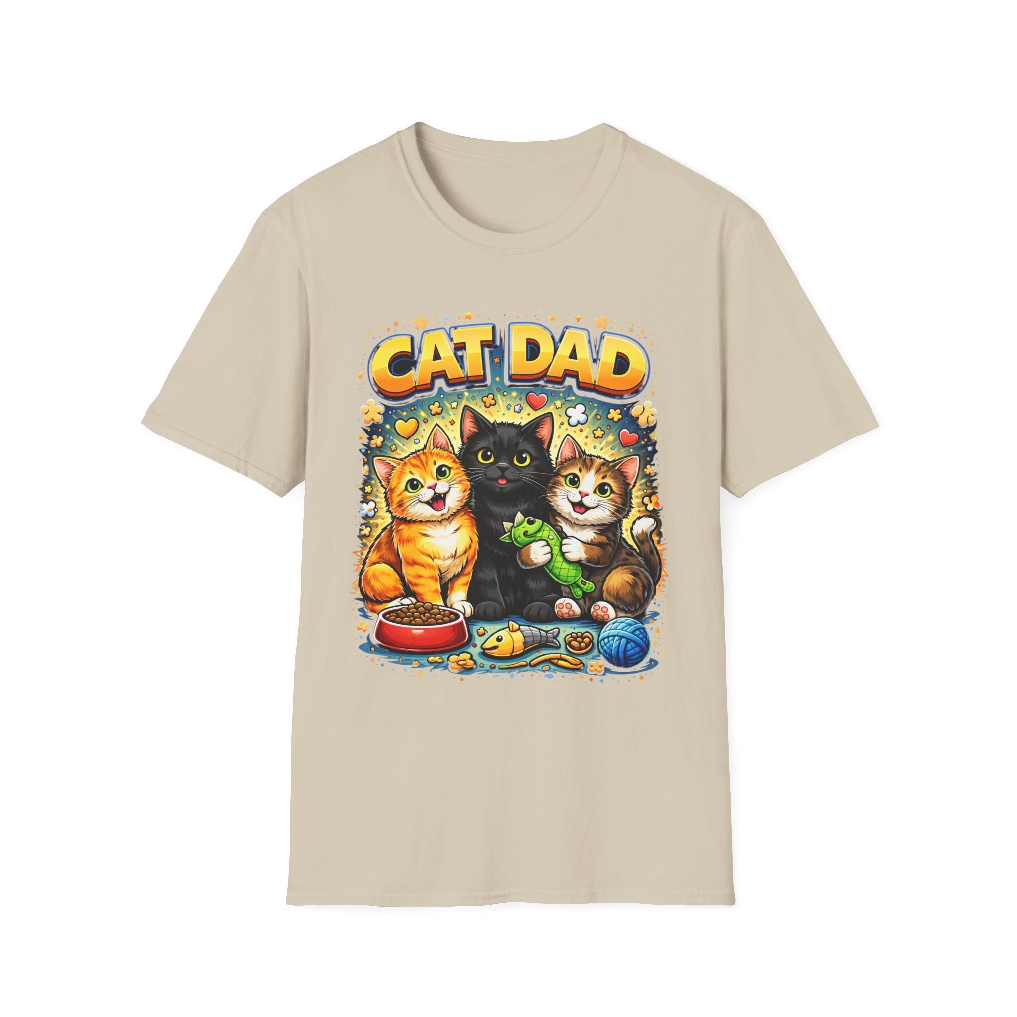 Cat Dad graphic T-Shirt | Cute kittens, colorful illustration, pet lover tee