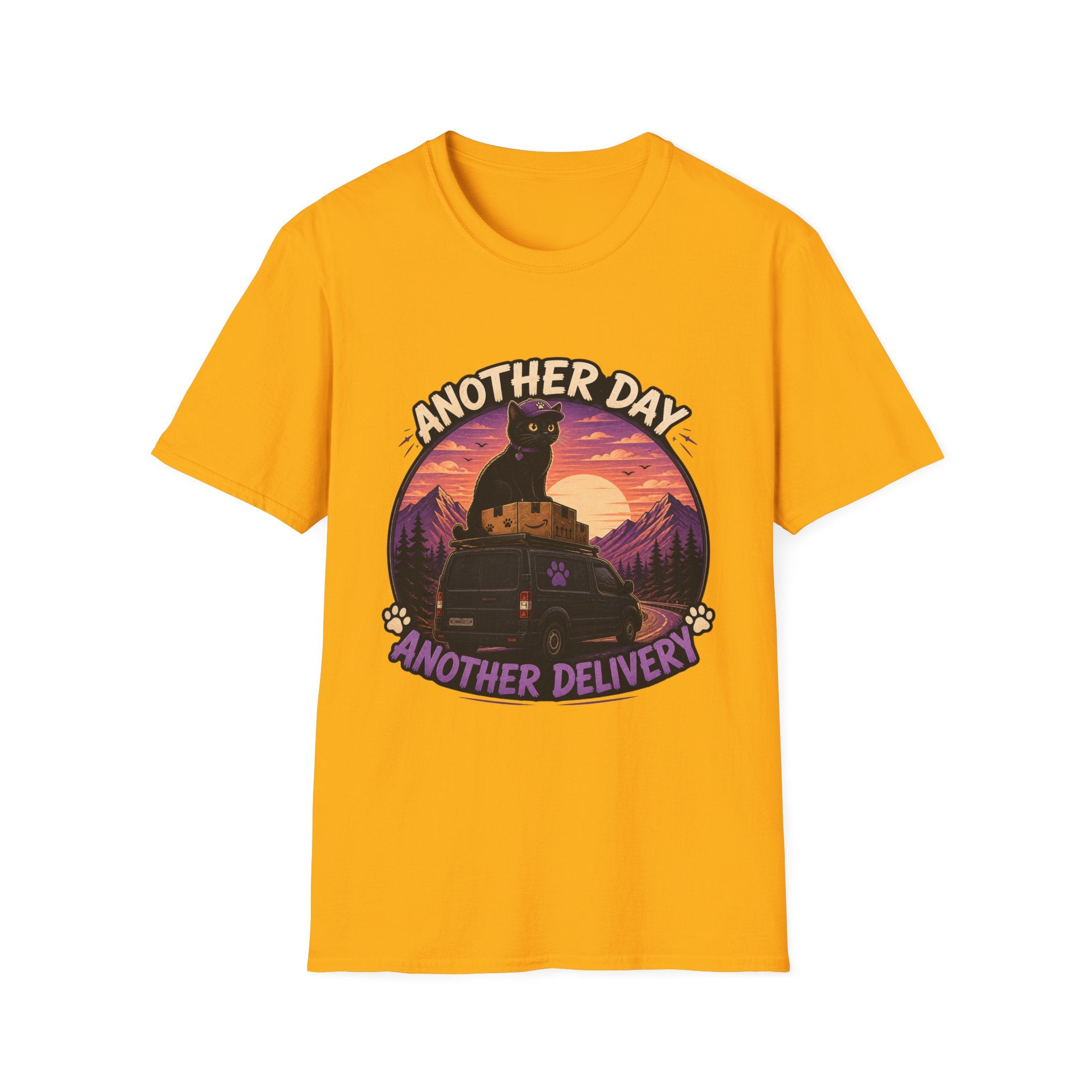 Another Day Another Delivery cat sunset T-Shirt | Delivery Cat Graphic Tee