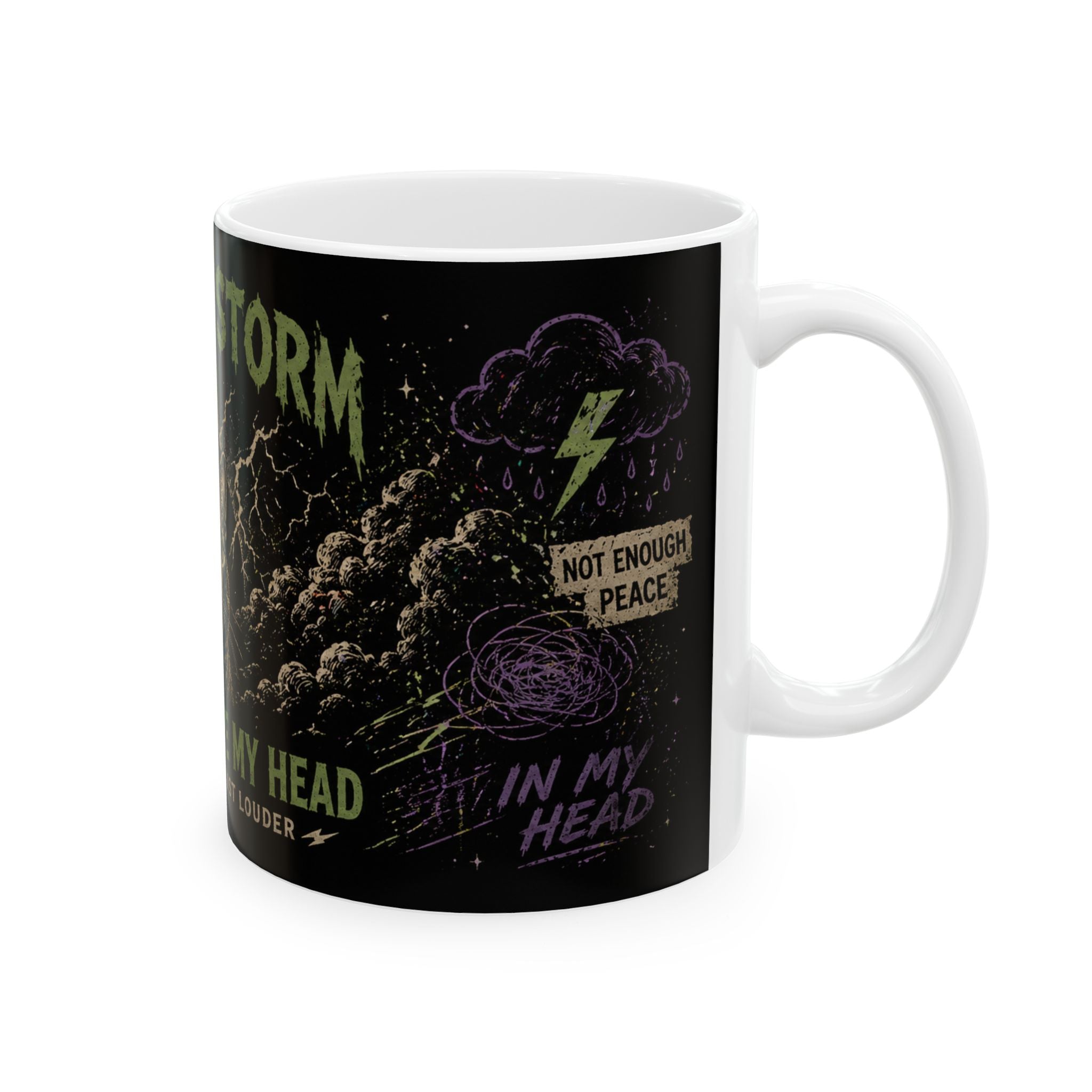 Mental Storm Cat Can't Escape My Head Mug | 11oz 15oz Ceramic