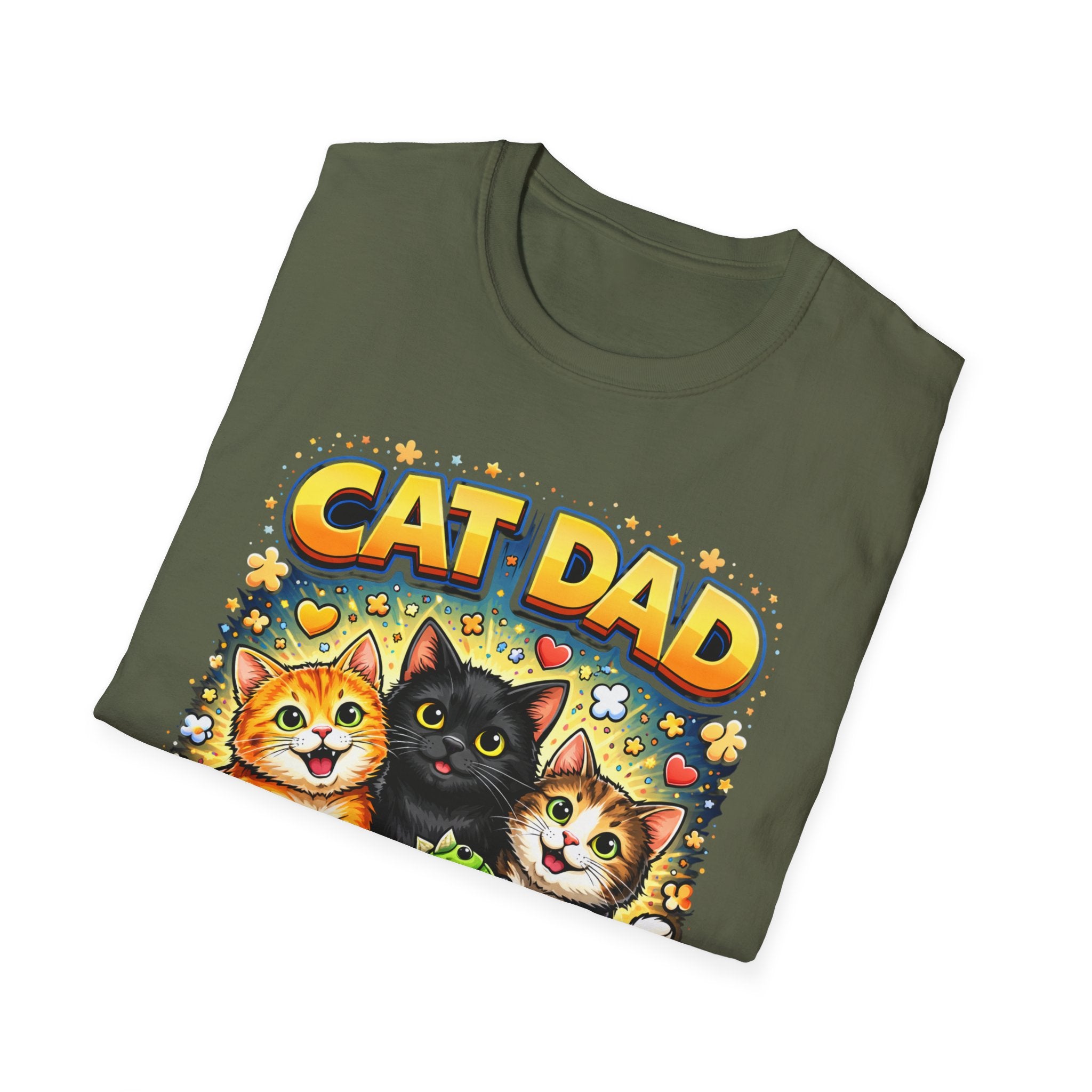 Cat Dad graphic T-Shirt | Cute kittens, colorful illustration, pet lover tee