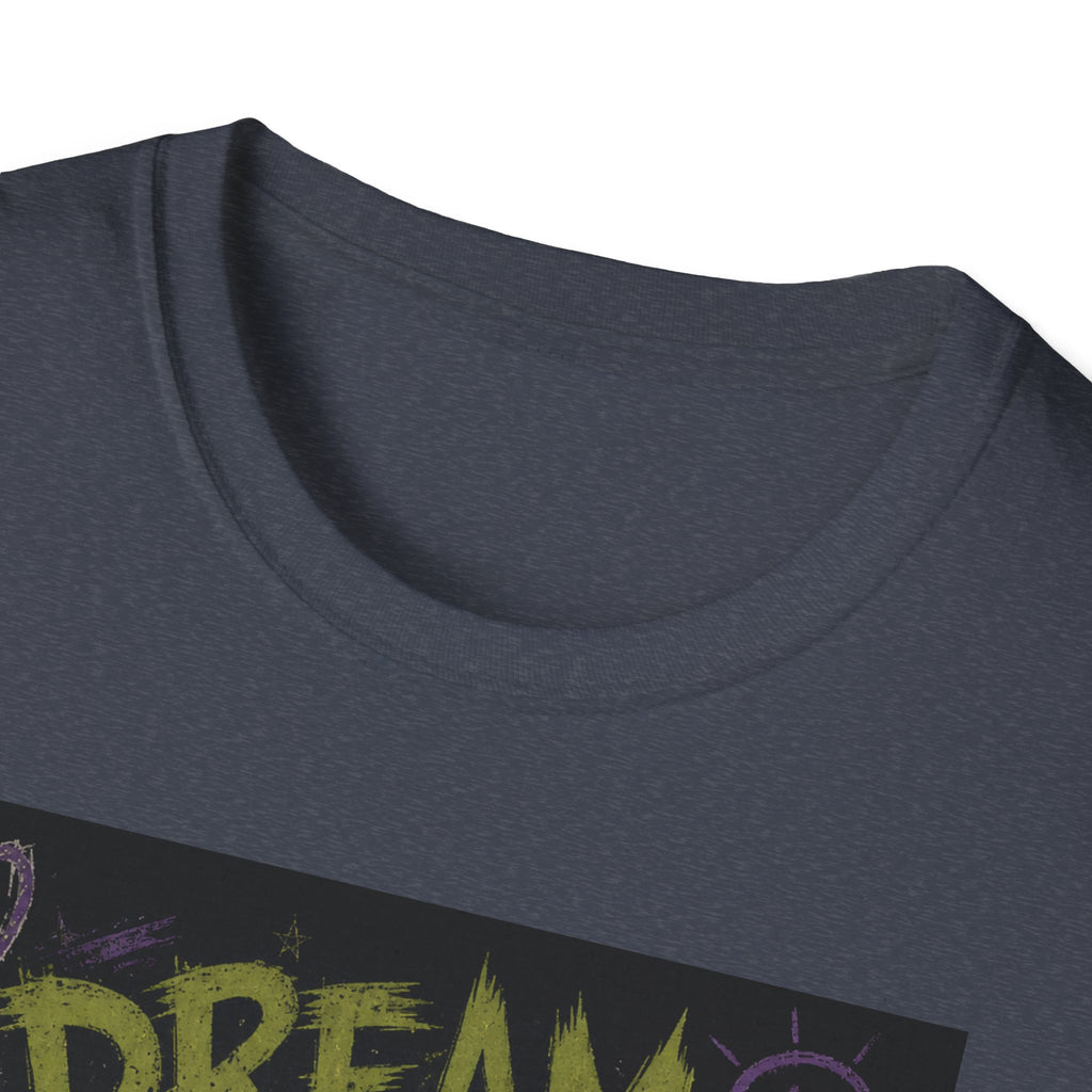 Dream of Pickles cat illustration T-Shirt | whimsical night scene, purple text