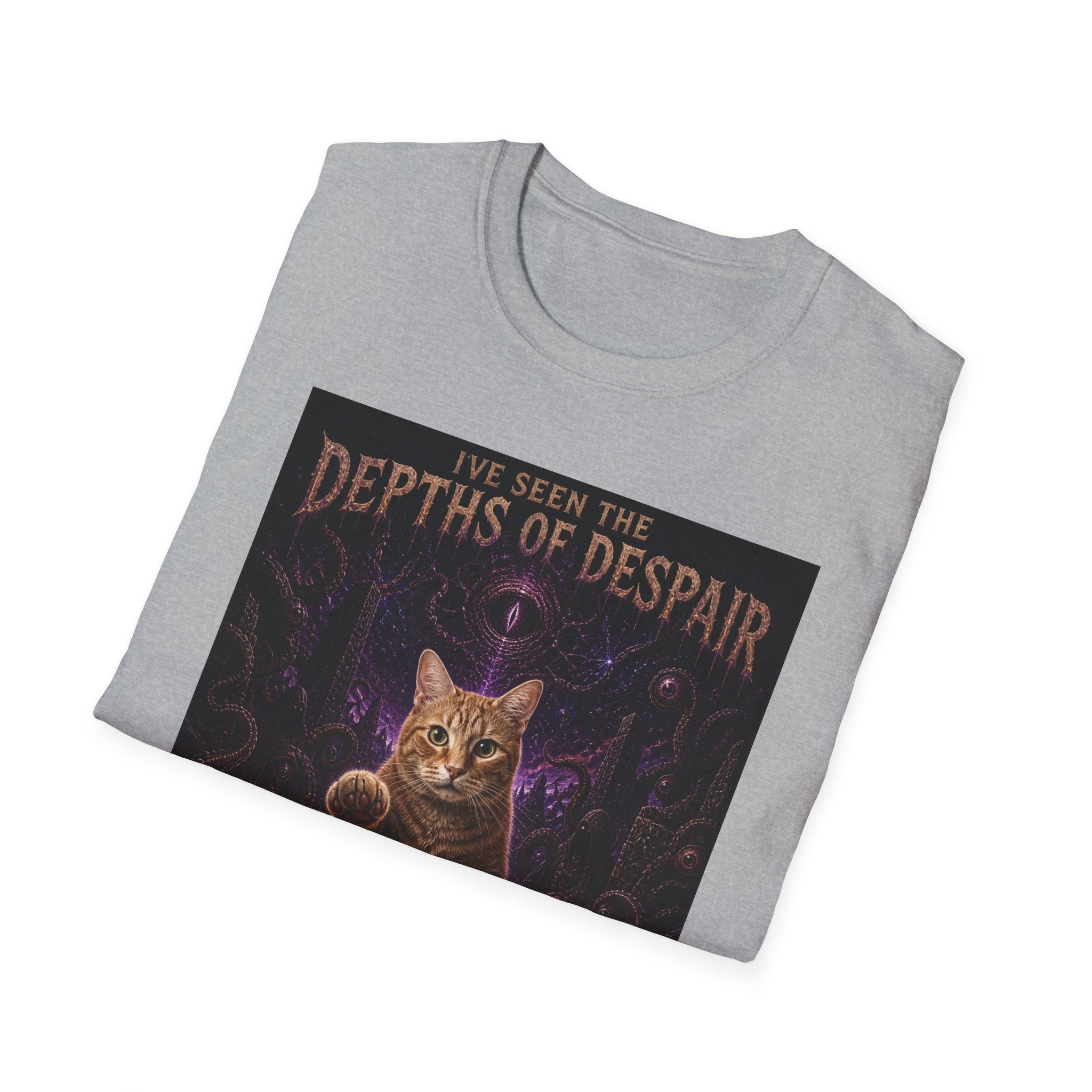 Depths of Despair Cat with Cheese, T-Shirt | Cat Illustration, Funny Quote