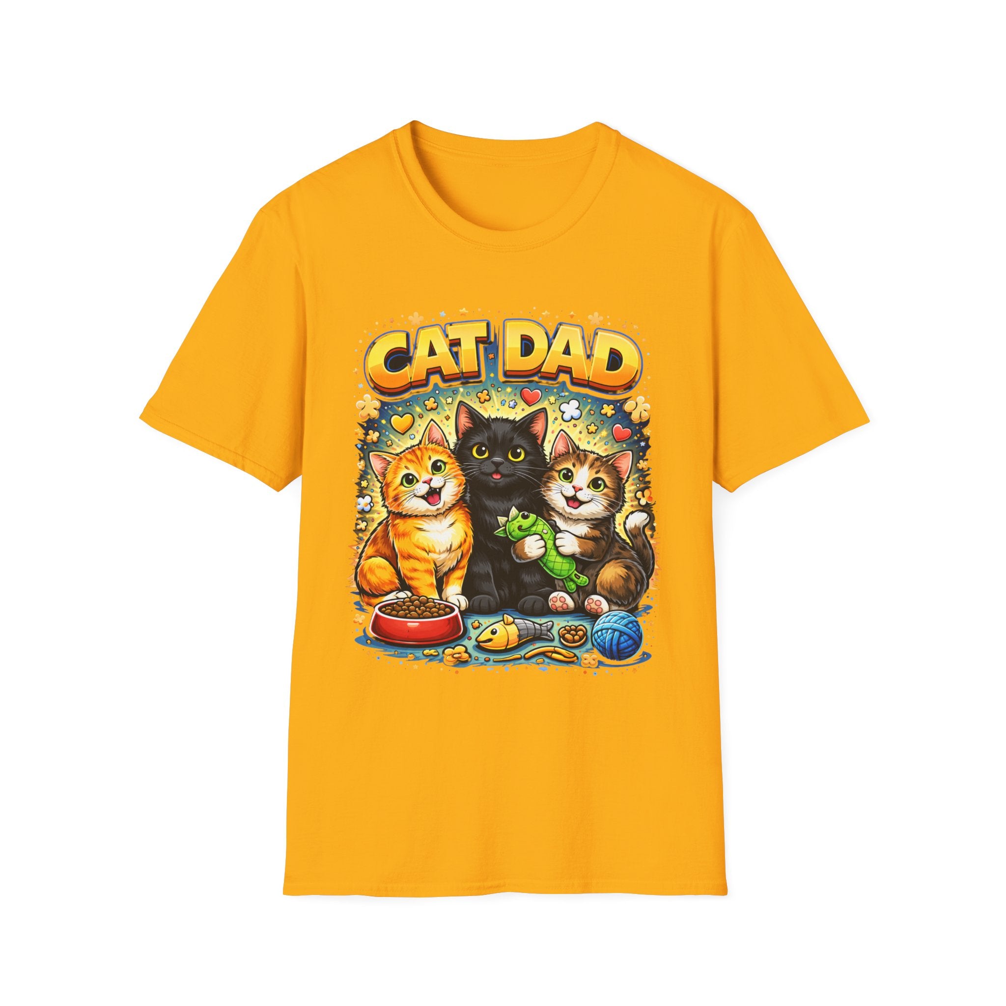 Cat Dad graphic T-Shirt | Cute kittens, colorful illustration, pet lover tee