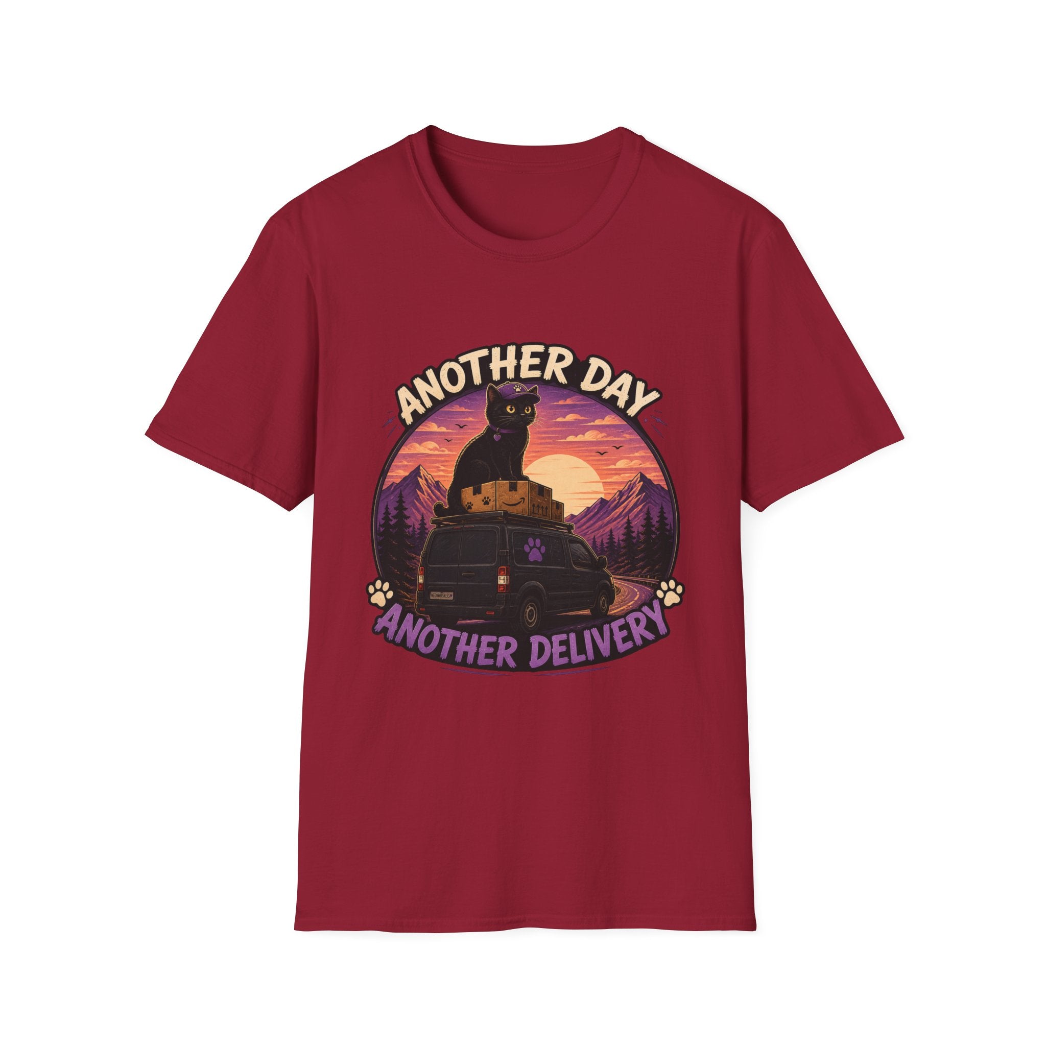Another Day Another Delivery cat sunset T-Shirt | Delivery Cat Graphic Tee