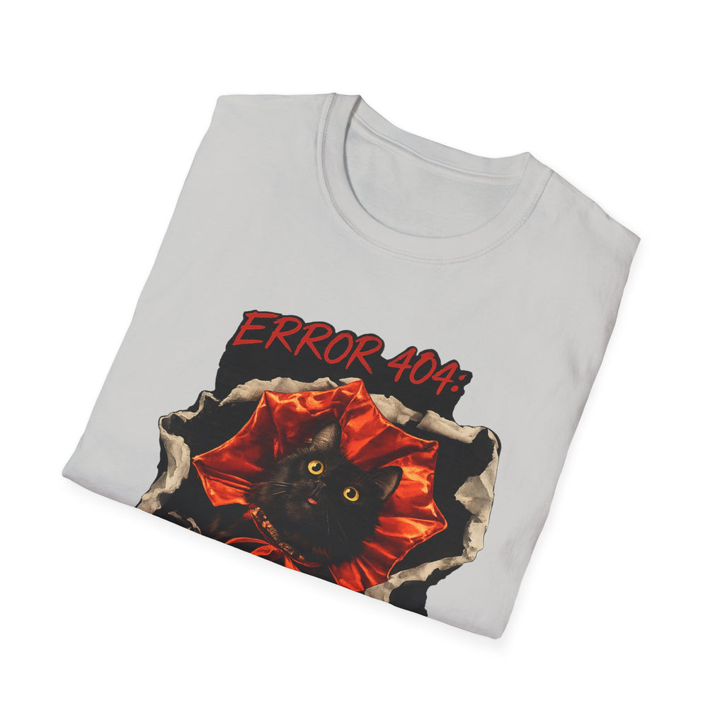 Error 404 Black Cat in Red Flower T-Shirt | Social Battery Not Found