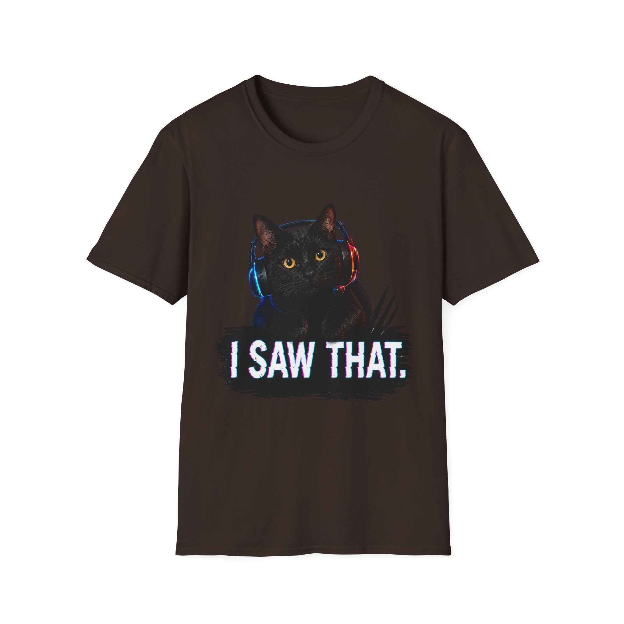 Black Cat with Headphones I Saw That T-Shirt | Funny Cat Tee