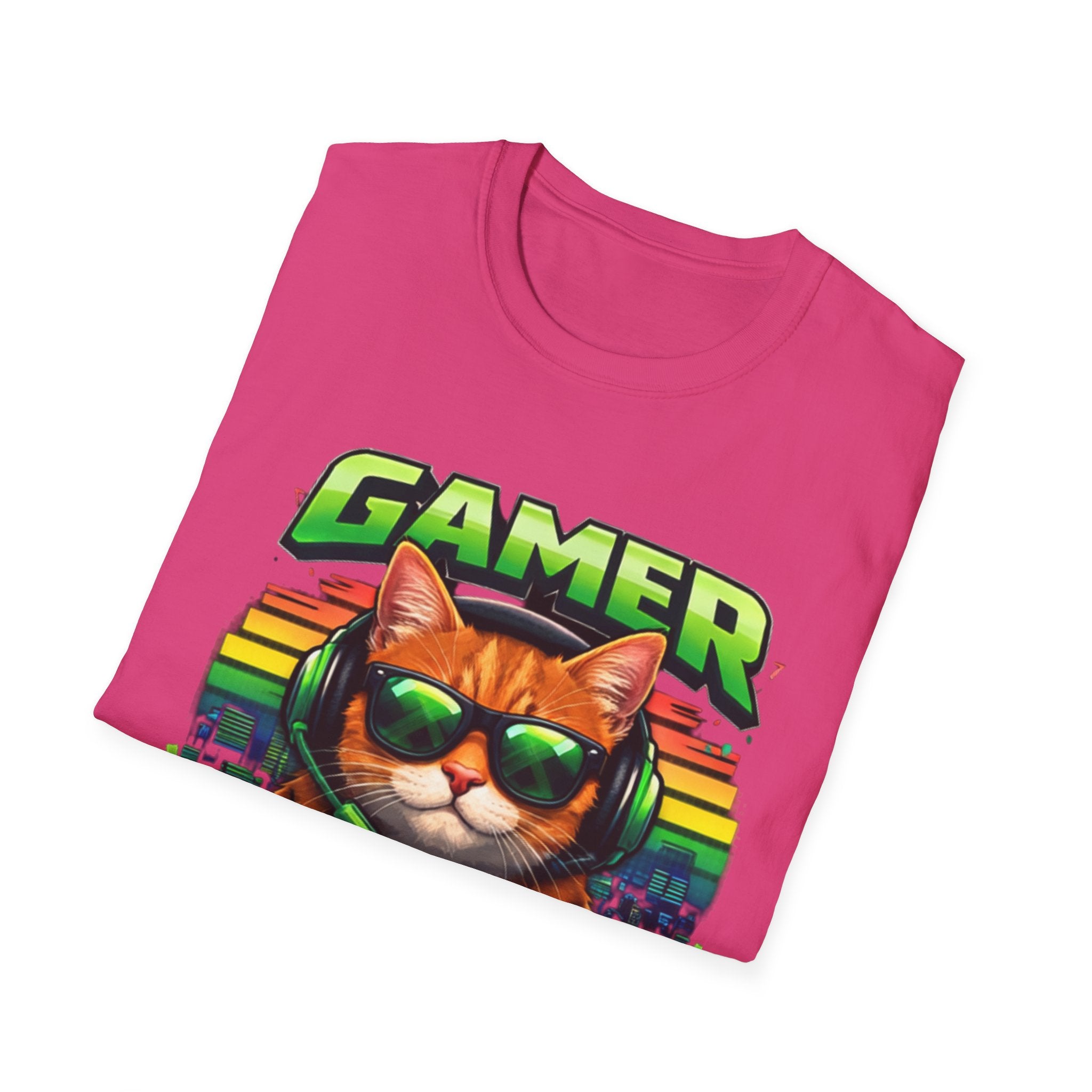 Gamer Cat with Controller T-Shirt | Eat Sleep Game Repeat