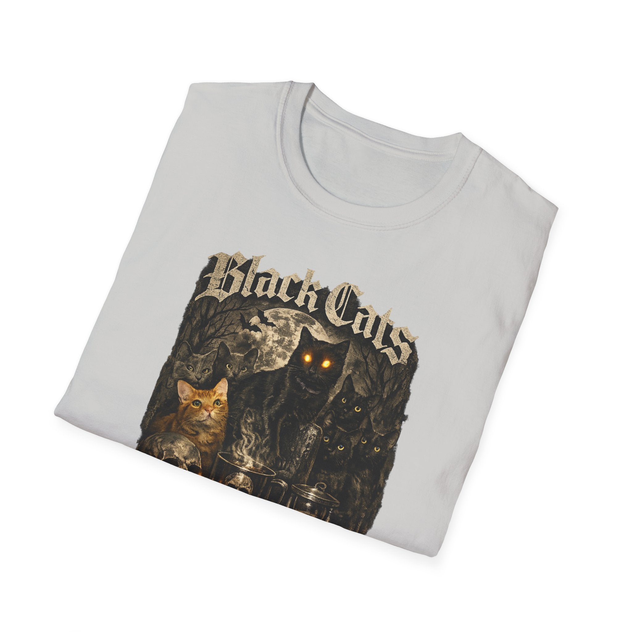 Black Cats & Coffee T-Shirt | Vintage Gothic Cat Illustration, Coffee Lover