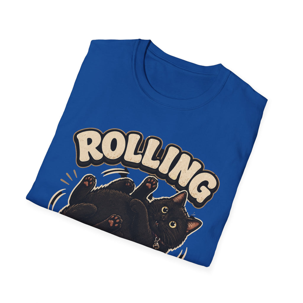 Rolling Fatties cat tee | Cute chubby black cat illustration T-Shirt