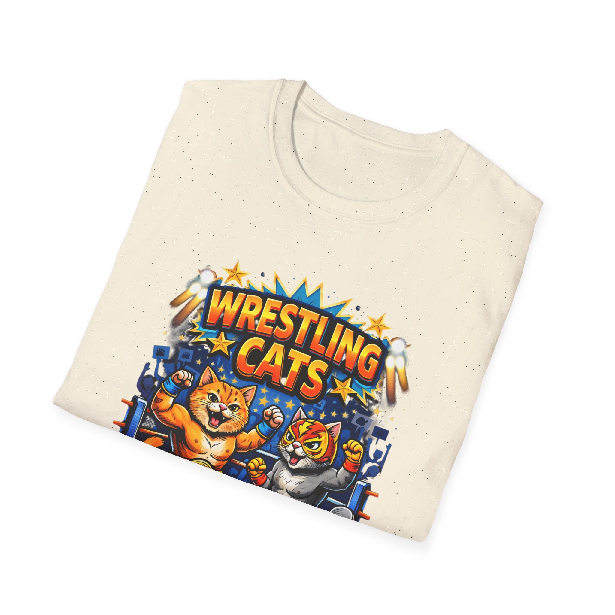 Wrestling Cats T-Shirt | Retro Cat Wrestlers Graphic Tee