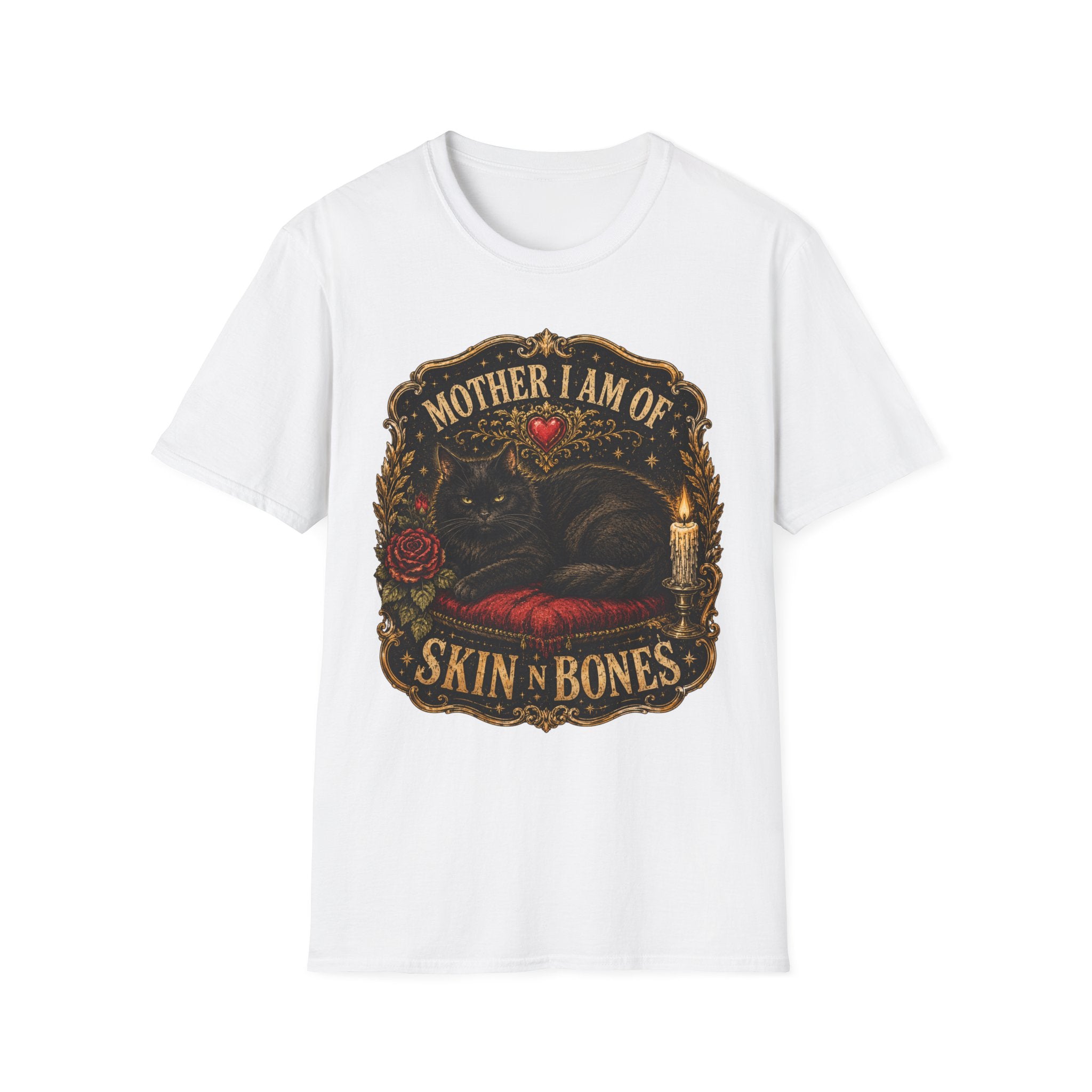 Mother I Am Of... Cat Skull Gothic T-Shirt | Black Cat, Rose, Candle
