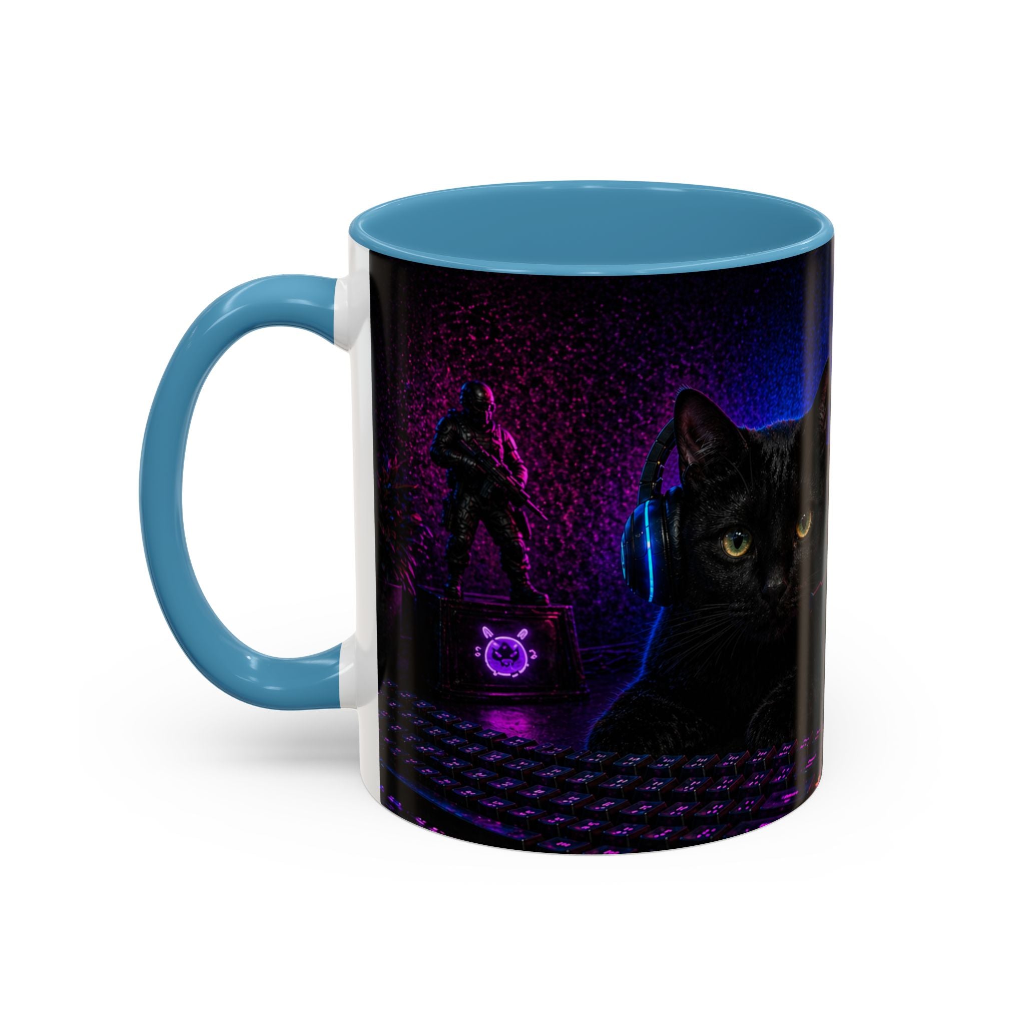 PAWS Pause Snack Game Repeat Cat Coffee Mug | Neon Gaming Cat Mug