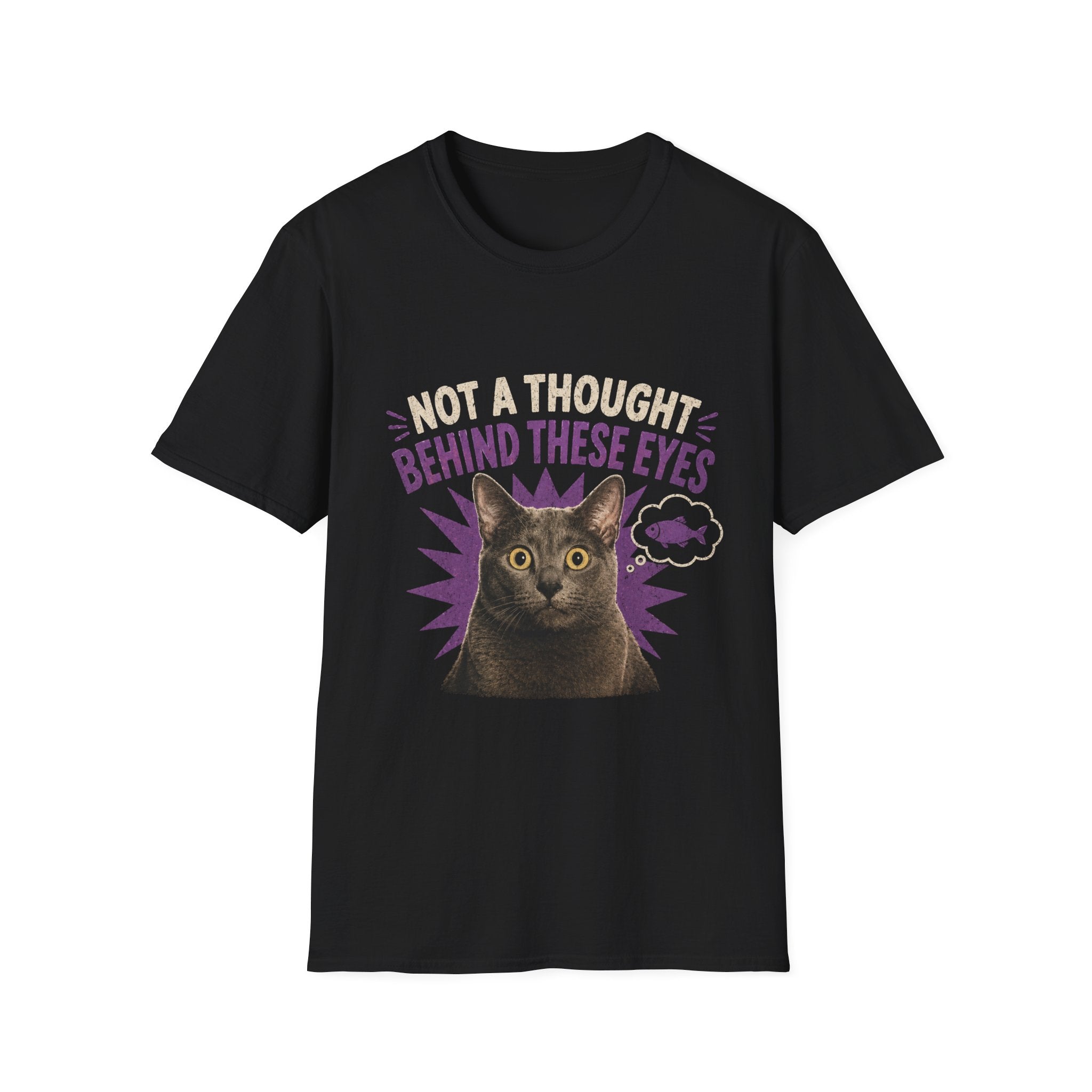 Not a Thought Behind These Eyes Cat T-Shirt | Funny Cat Face Tee