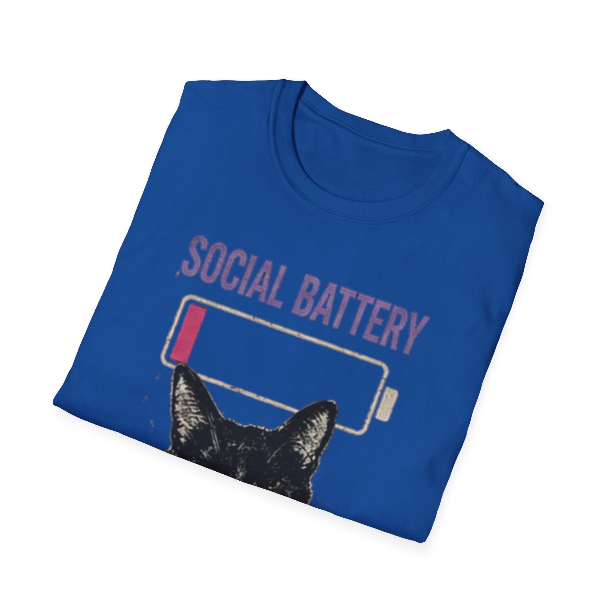 Social Battery Drained Cat T-Shirt | Low Battery Cat Shirt
