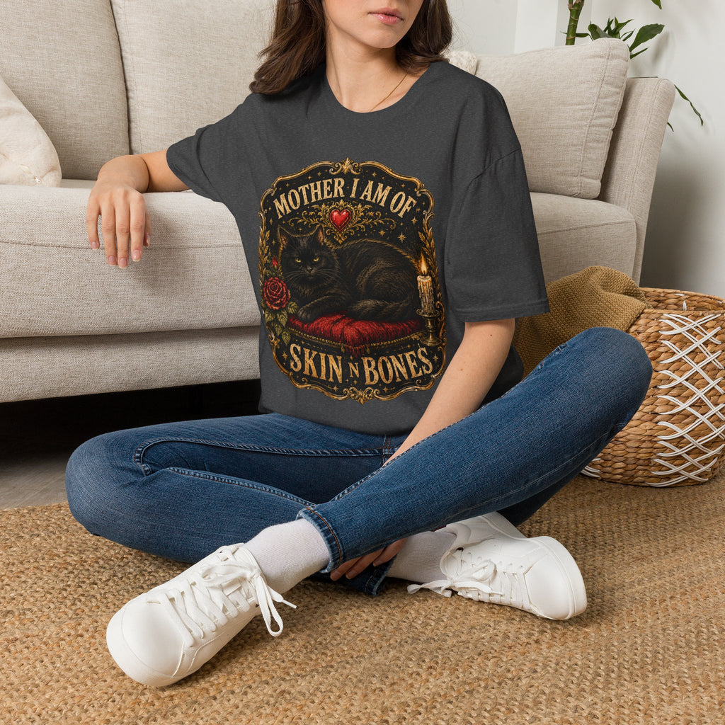 Mother I Am Of... Cat Skull Gothic T-Shirt | Black Cat, Rose, Candle