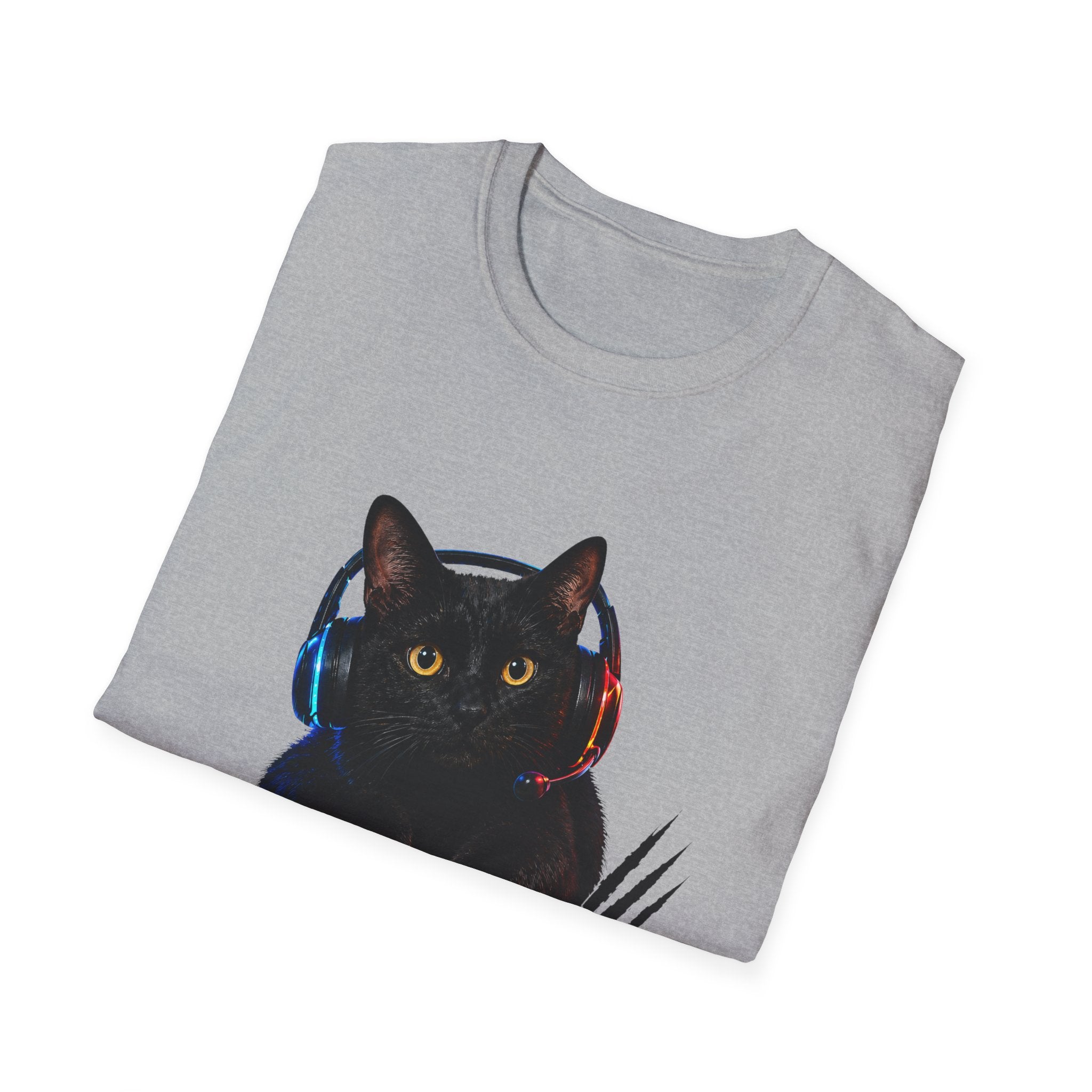 Black Cat with Headphones I Saw That T-Shirt | Funny Cat Tee
