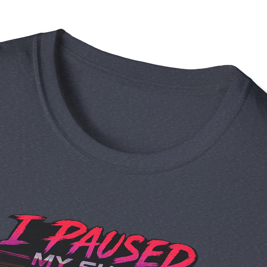 I Paused My Show Cat Watching Graphic T-Shirt | Retro Synthwave TV Design