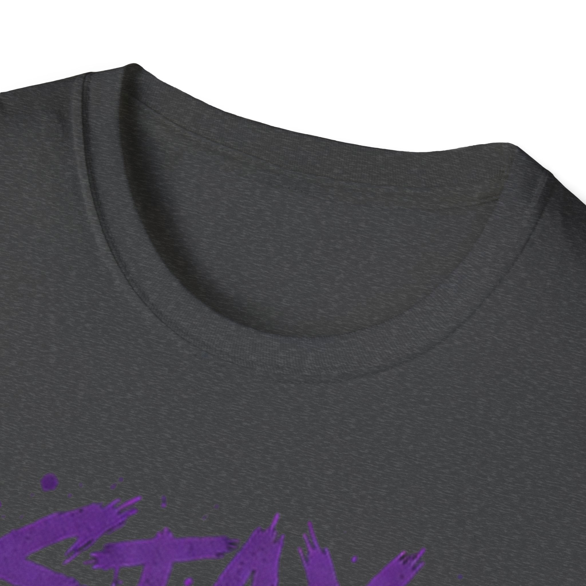 Stay Feral Cat Illustration T-Shirt | Black Cat, Purple Graffiti Text