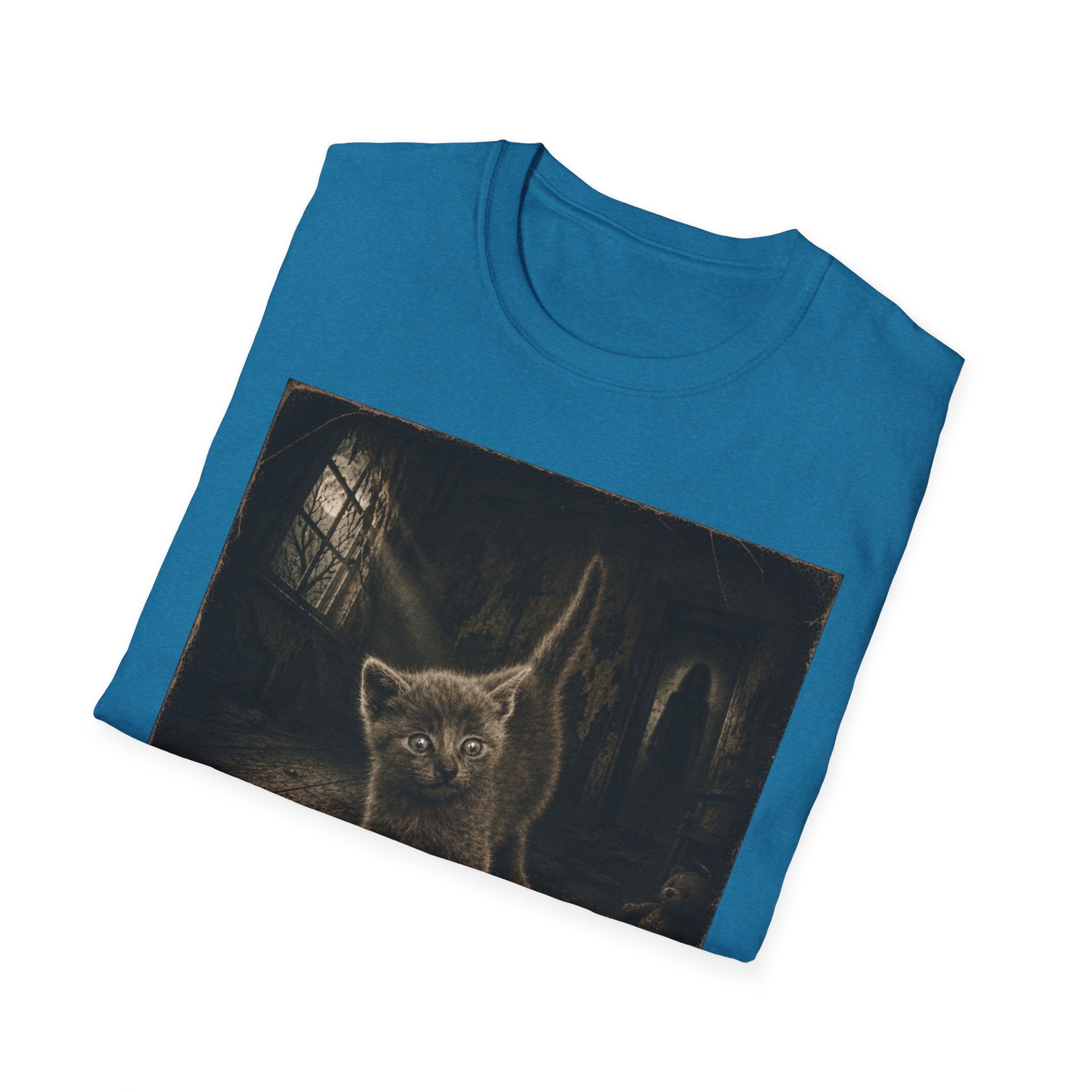 Gray Spooky Cat T-Shirt | Halloween Cat Shirt