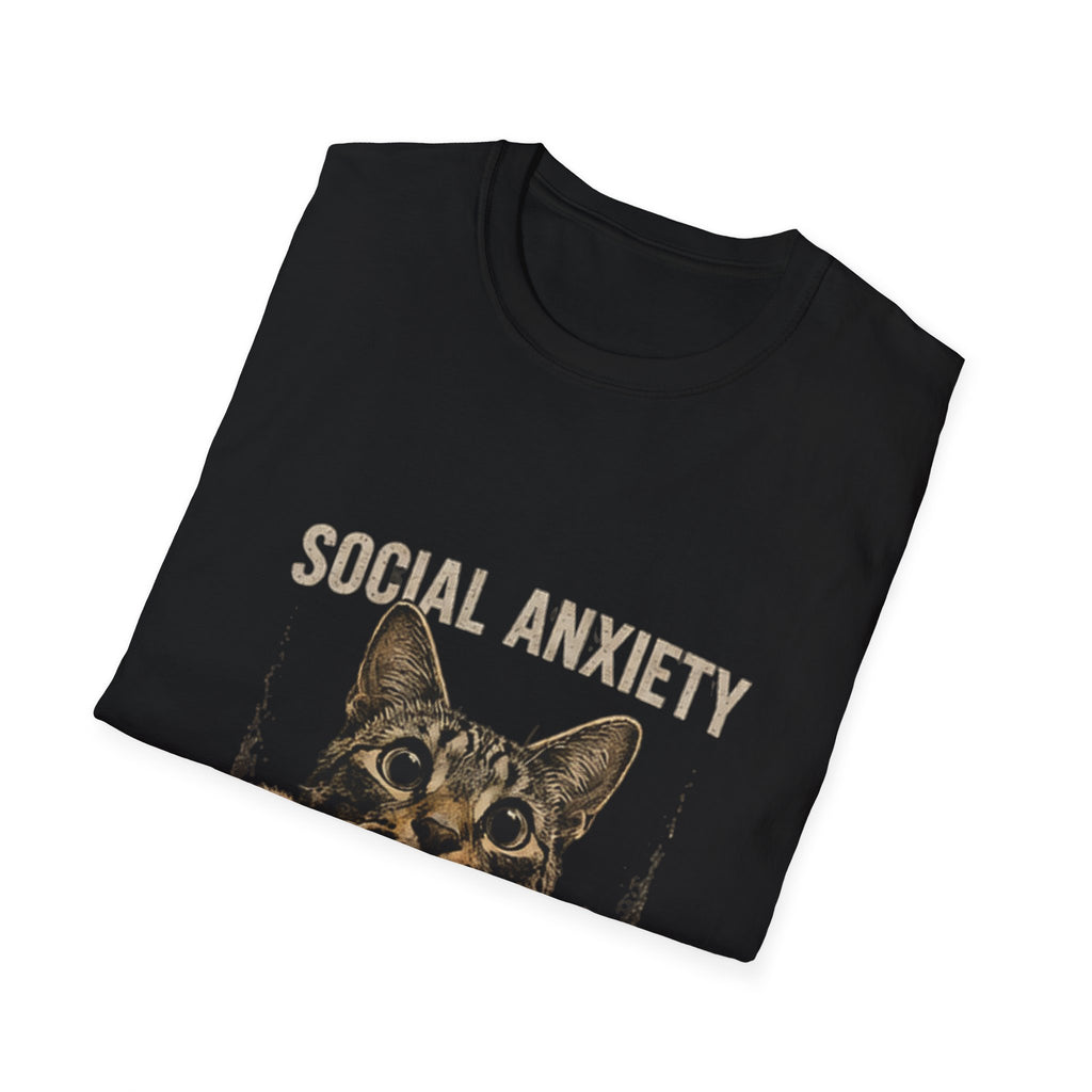 Social Anxiety Cat Leave Me Alone T-Shirt | Cat Illustration, Funny Text