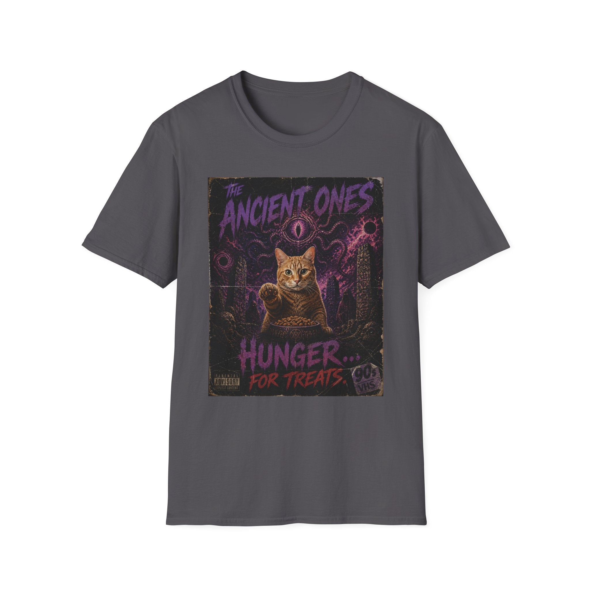 Ancient Ones Cat Horror Poster T-Shirt | Cthulhu Cat Hunger for Treats