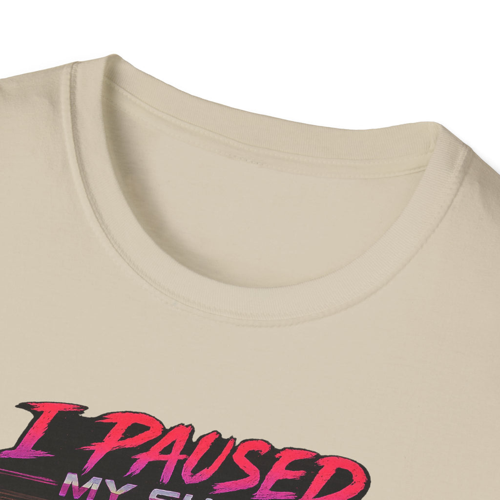 I Paused My Show Cat Watching Graphic T-Shirt | Retro Synthwave TV Design